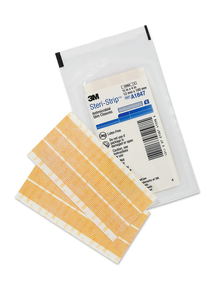 3M Steri-Strip Skin Closure Strip, 1/2" x 4", Tan, Antimicrobial, Sterile, 50/Box - Strip Steri-Strip Closure Tan - Image 1