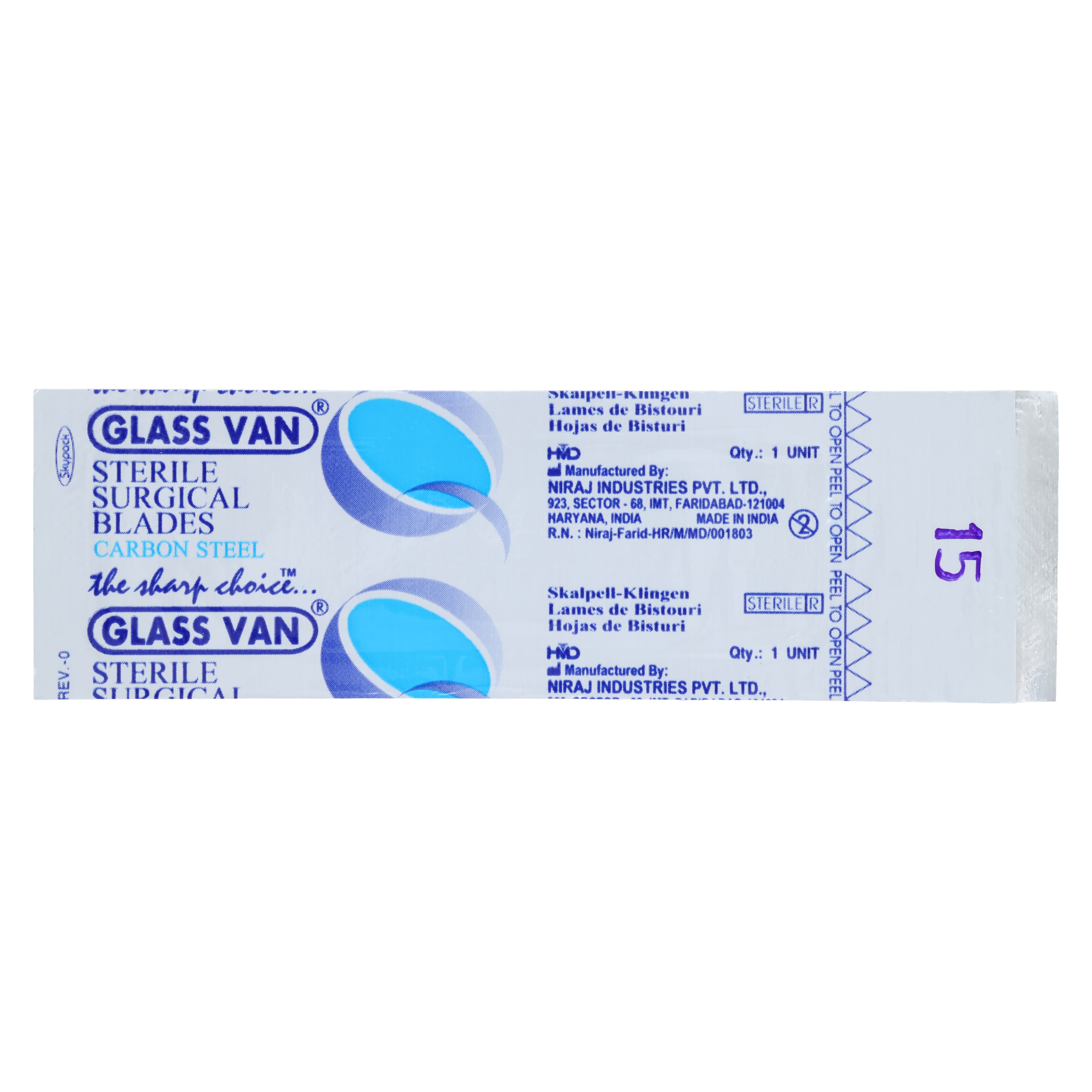 GlassVan Sterile Carbon Steel Surgical Blades, #15, 100/Box, 2001T-15 thumbnail 3