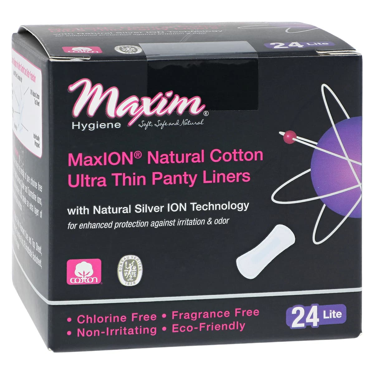 Maxim Hygiene MaxION Ultra Thin Panty Liners, Chlorine Free, Light, White, Disposable, 24/Package - MaxION Ultra Thin Panty Liners - Image 1