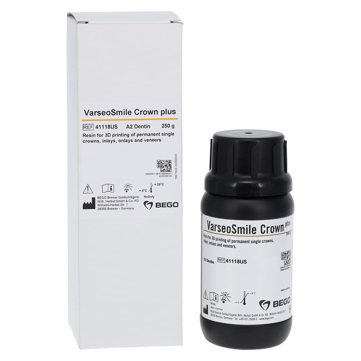 VarseoSmile Crown Plus A2 250g, Ceramic-Filled Hybrid Resin for 3D Printing Permanent Restorations thumbnail 2