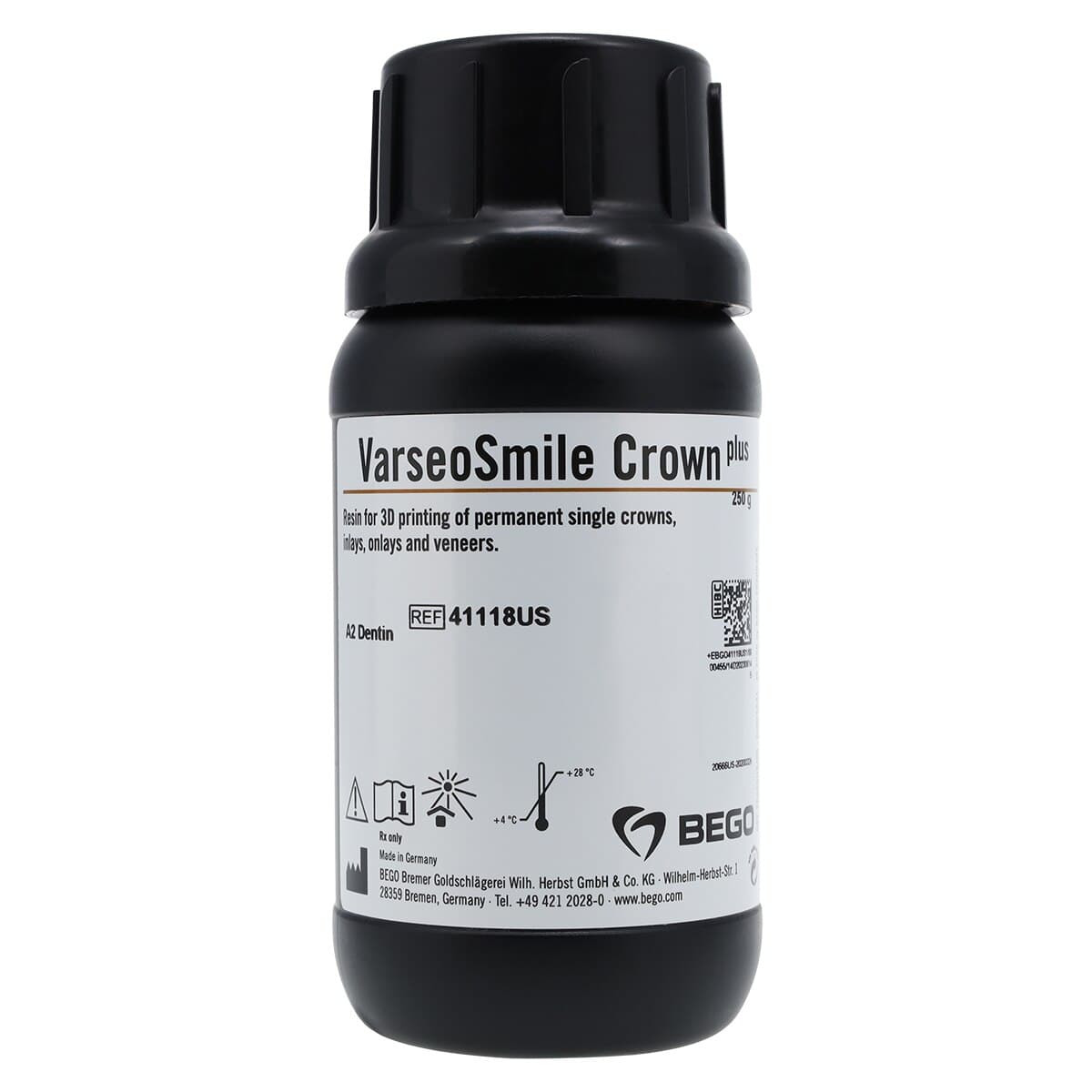 VarseoSmile Crown Plus A2 250g, Ceramic-Filled Hybrid Resin for 3D Printing Permanent Restorations thumbnail 3