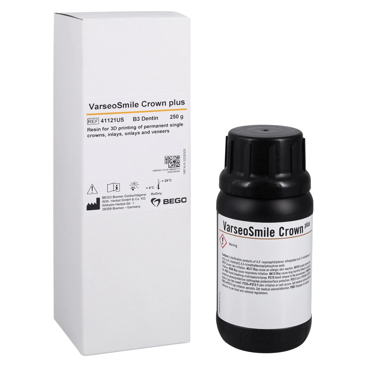 VarseoSmile Crown Plus B3 250g Ceramic-Filled Hybrid Resin for 3D Printing Permanent Restorations - VarseoSmile Crown Plus B3 250g - Image 1