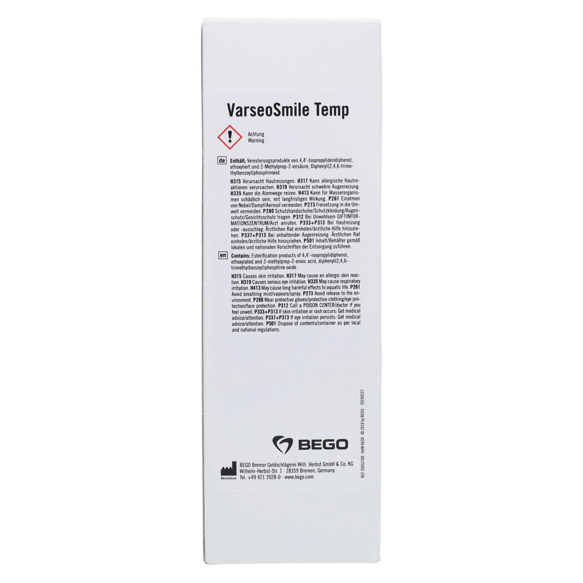 Bego VarseoSmile Temp A2 3D Printing Resin, 250g Bottle thumbnail 7