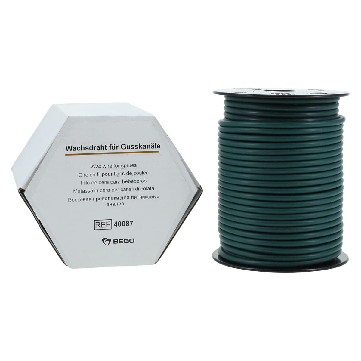 Bego Green Wax Wire for Sprues, Medium-Hard, 3.5mm Diameter, 250g Roll (approx. 28m) - Green Wax Wire for Sprues 3.5mm 250g Roll - Image 1