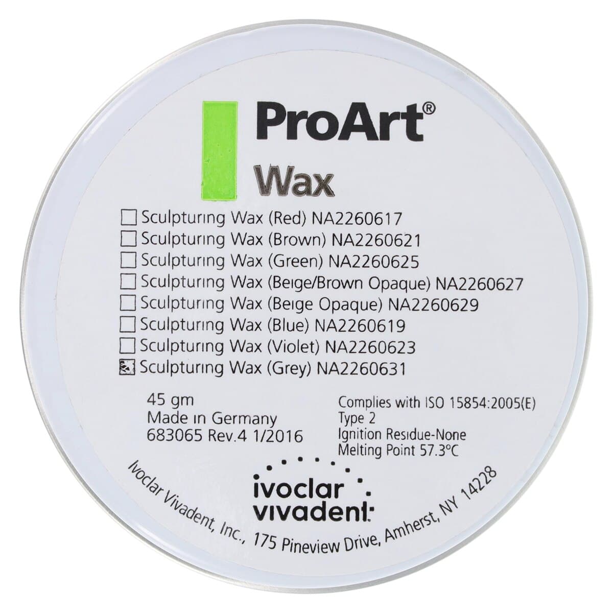 Ivoclar Vivadent Pro-Art Sculpturing Wax, Opaque Gray, 45 g thumbnail 3