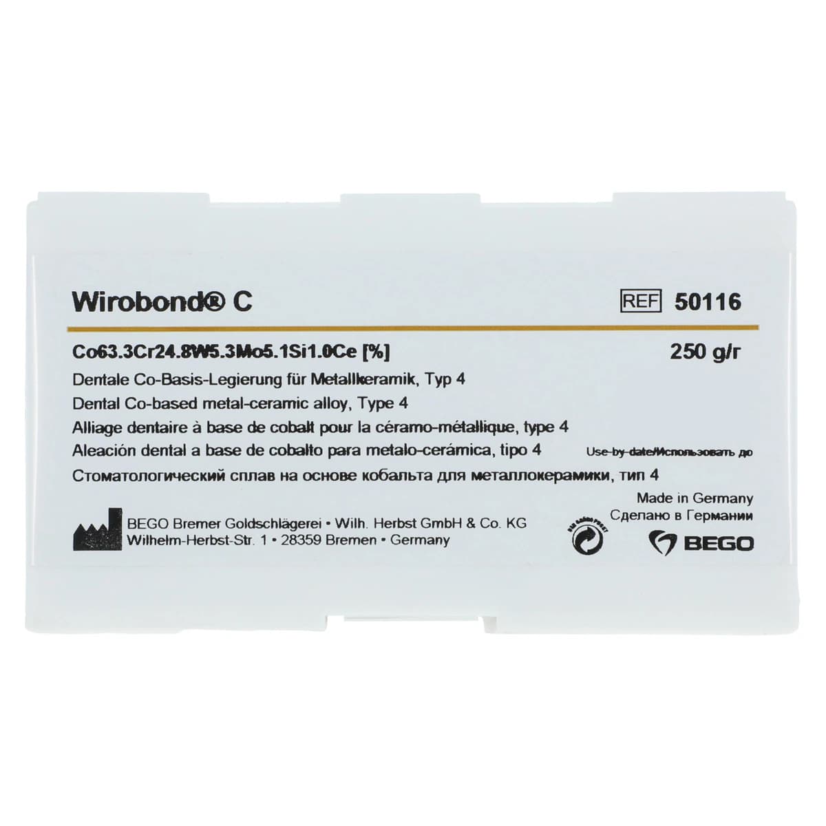 Wirobond® C Co-Based Metal-Ceramic Alloy, Nickel and Beryllium-Free, 250g, 1/Pkg thumbnail 2