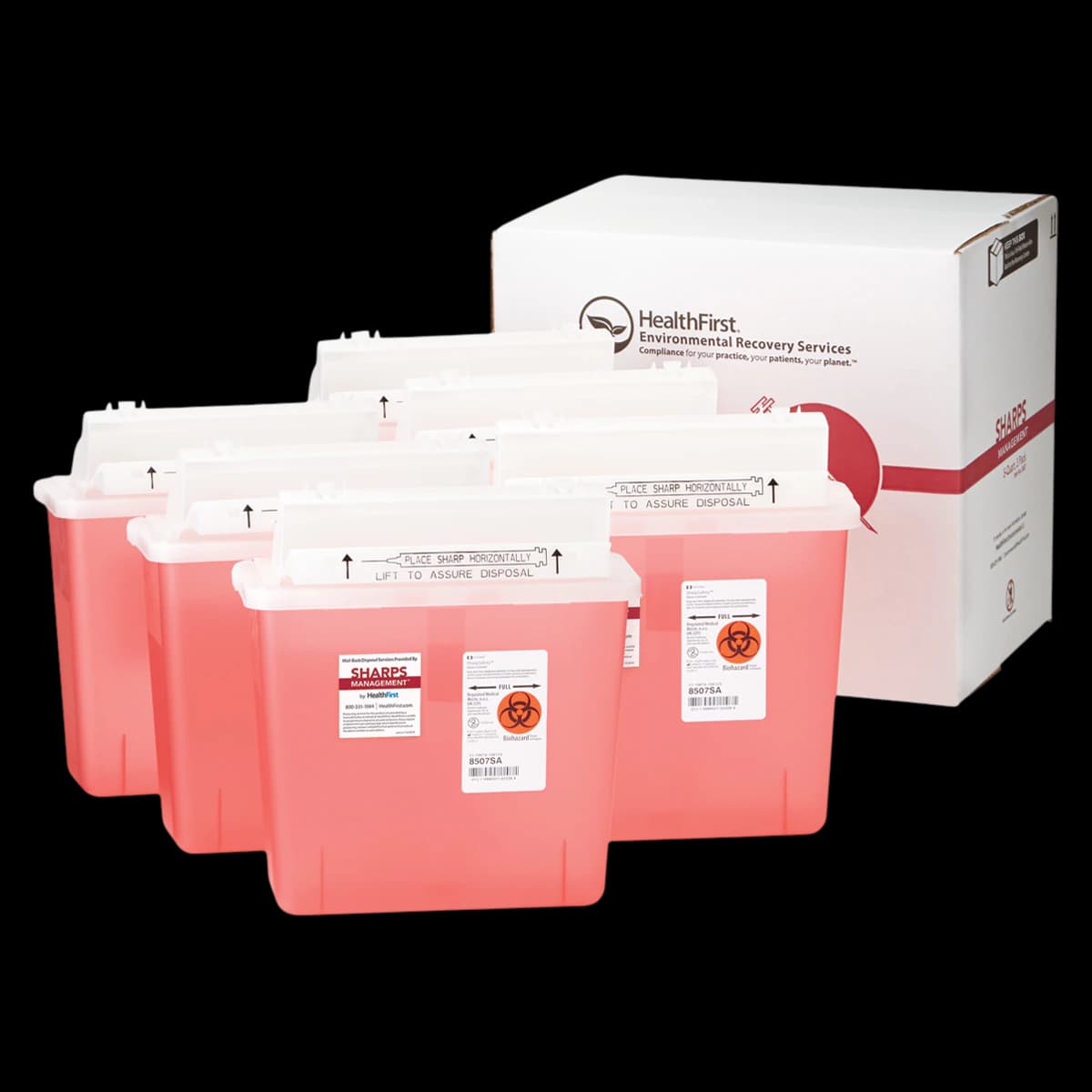 Healthfirst Sharps Management Mailback System, 5-Quart Sharps Containers with UPS-Approved Ship-Back Box, Pack of 6 - Sharps Management 5-Quart Pack of 6 - Image 1