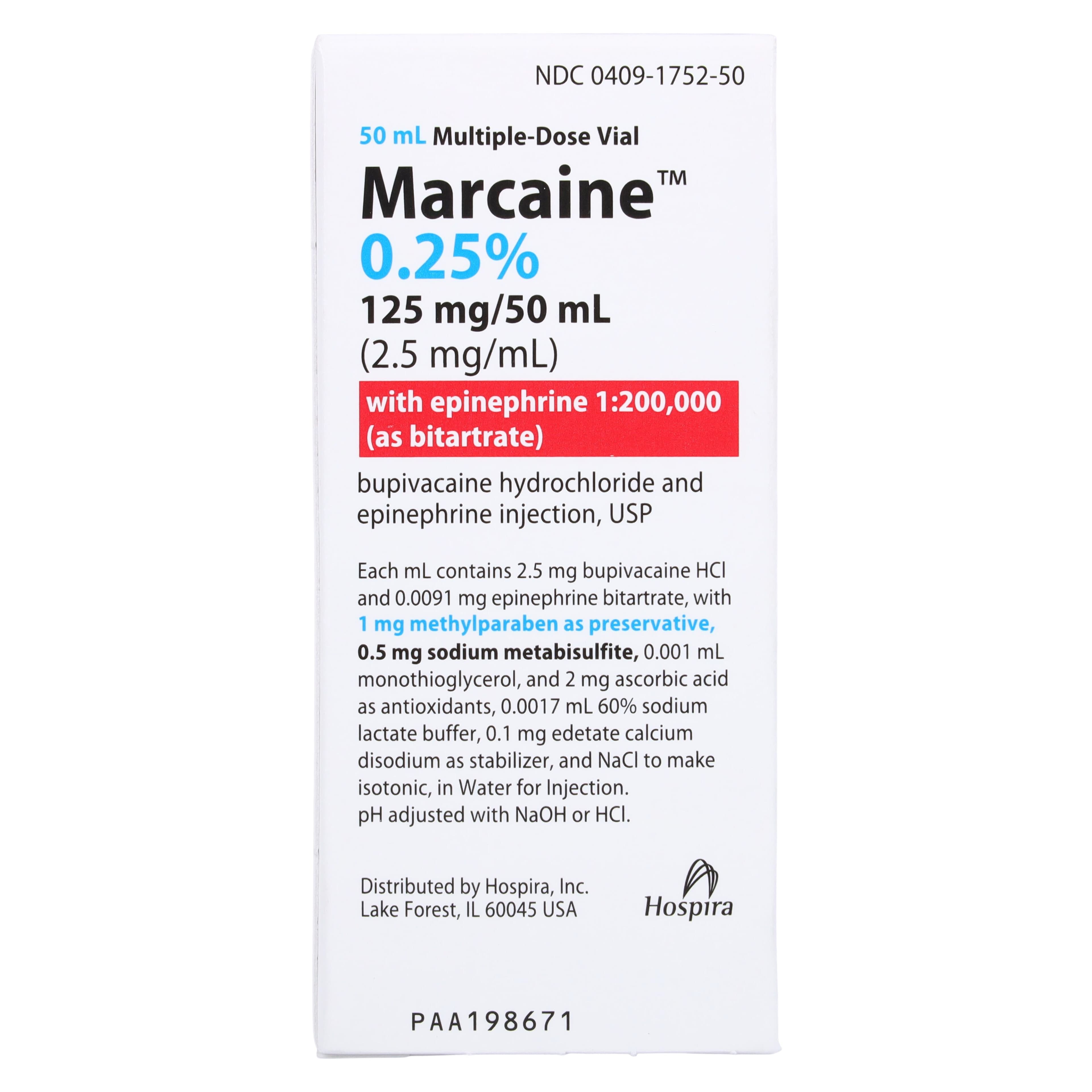 Marcaine with Epinephrine Injection 0.25% 1:200,000 MDV 50mL thumbnail 6