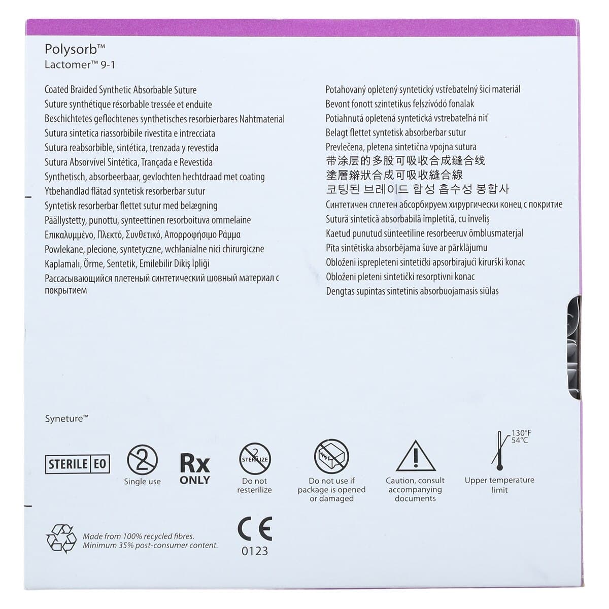 Medtronic Polysorb Absorbable Suture, 3-0, 30", C-13 Reverse Cutting 3/8 Circle Needle 19mm, Undyed, 36/Case thumbnail 5