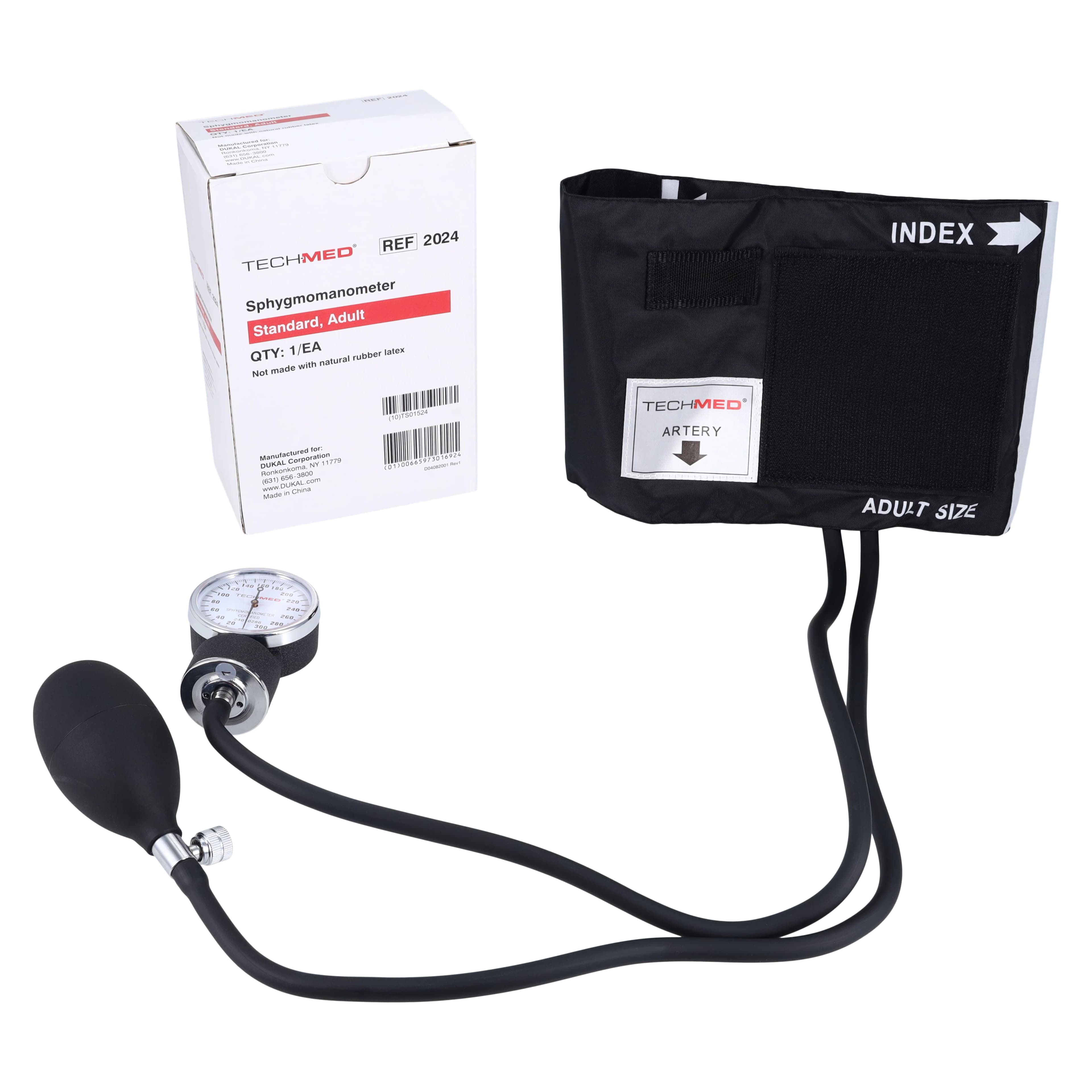 Tech-Med Standard Aneroid Sphygmomanometer, Adult, Black, Latex-Free, Each - Sphyg Economy Adult - Image 1