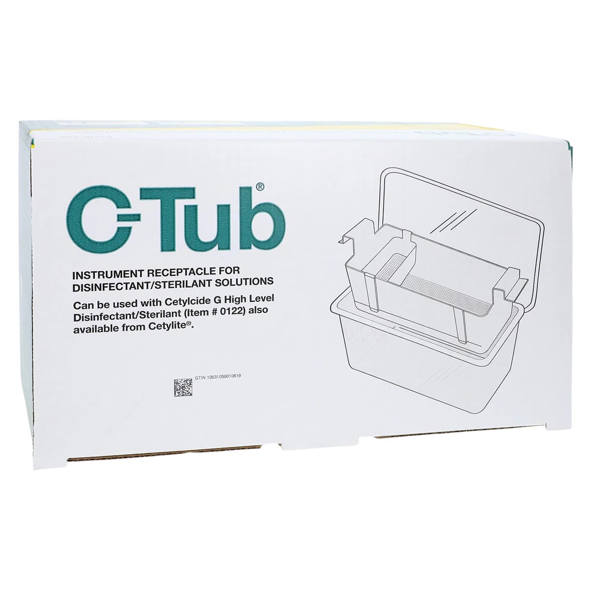 Cetylite C-Tub Instrument Receptacle, 1 Gallon, White with Gray Lid, 0106 - C-Tub Instrument Receptacle Gallon, 0106 - Image 1