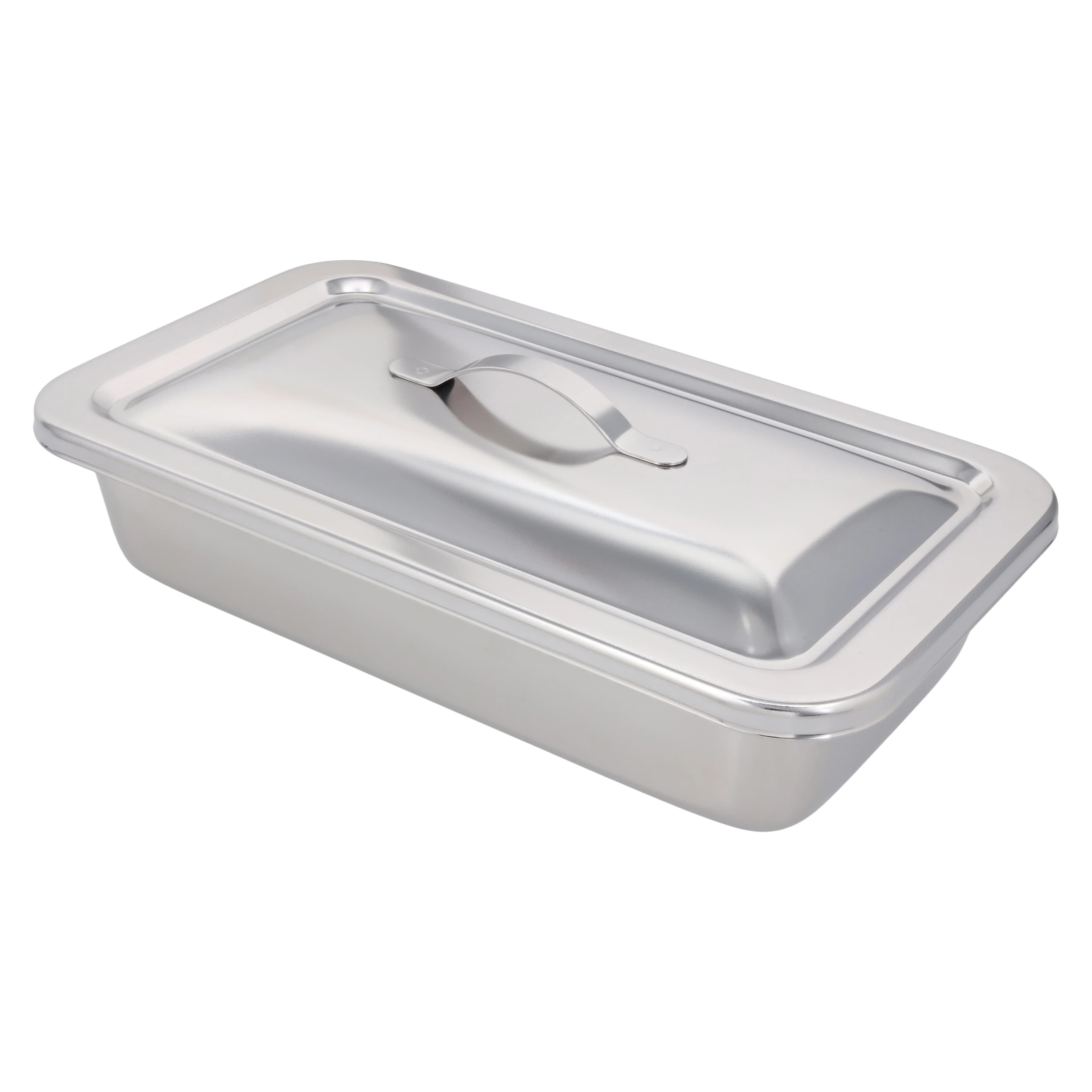Dukal Stainless Steel Instrument Tray with Lid, 8-7/8 x 5 x 2 Inches, Each - Tray Instrument SS w/Lid - Image 1
