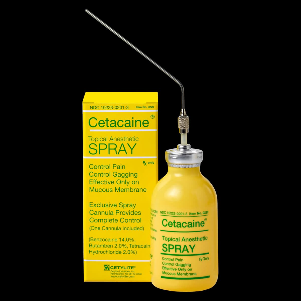 Cetacaine Topical Anesthetic Spray, 20g Bottle with Cannula, Benzocaine 14% / Butamben 2% / Tetracaine HCl 2%, 0220 thumbnail 2