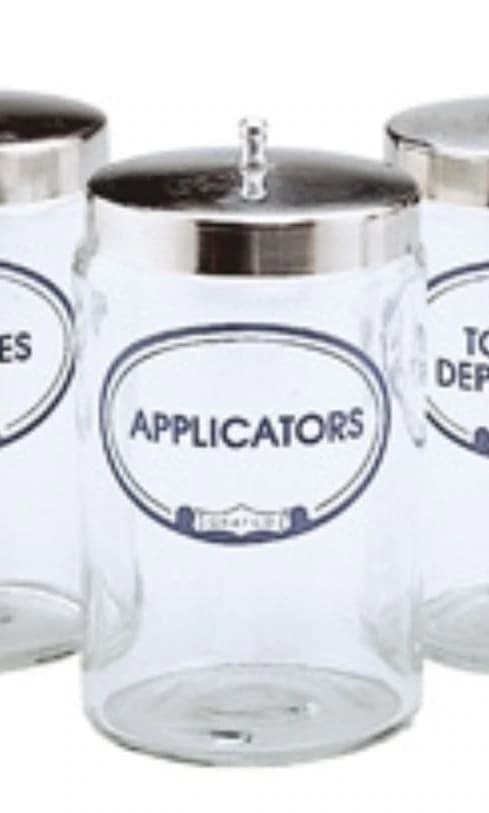 Graham-Field Flint Glass Applicator/Sundry Jar with Stainless Steel Cover, 7" x 4", 1.6L, 3454AA - Applicators Flint Glass, 7" x 4", 3454AA - Image 1