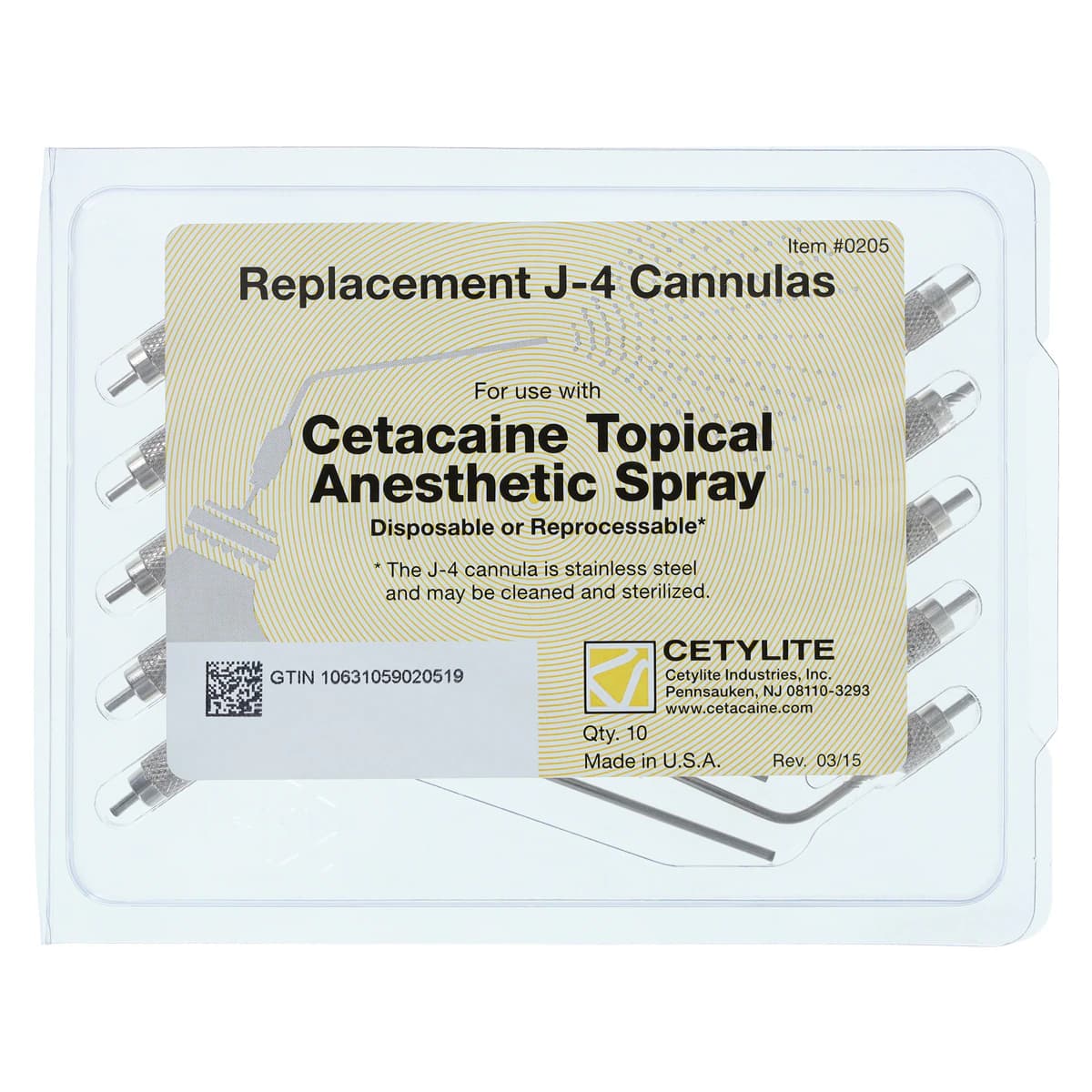 Cetylite Jetco Spray Cannula, 4", Stainless Steel, 10/Pkg, J4 thumbnail 2