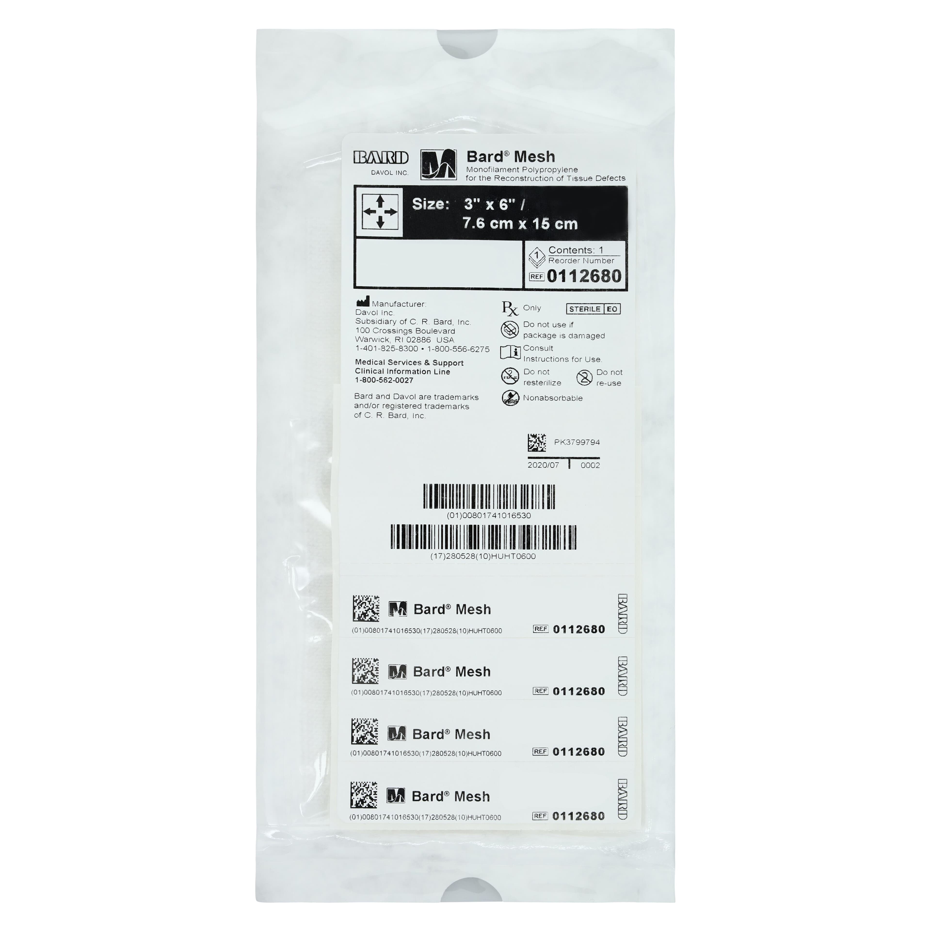 Marlex Polypropylene Mesh Sheet for Hernia Repair (CR Bard) thumbnail 3