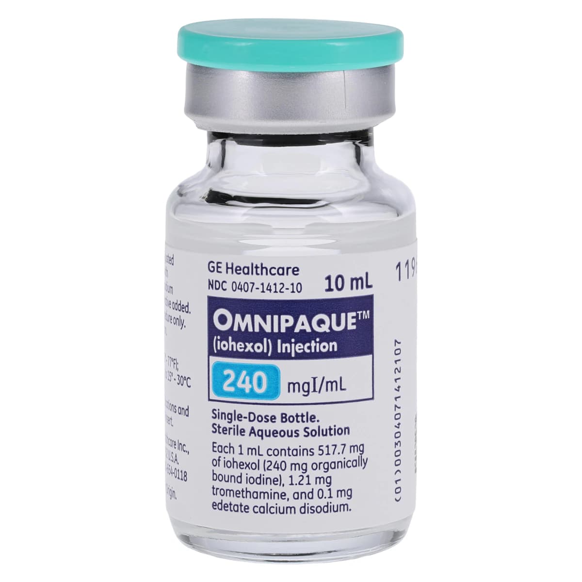 Omnipaque (Iohexol) Contrast Media Injection 240 mg/mL, Single-Dose Vial, 10 mL, 10/Package - Omnipaque Contrast Media 10mL - Image 1