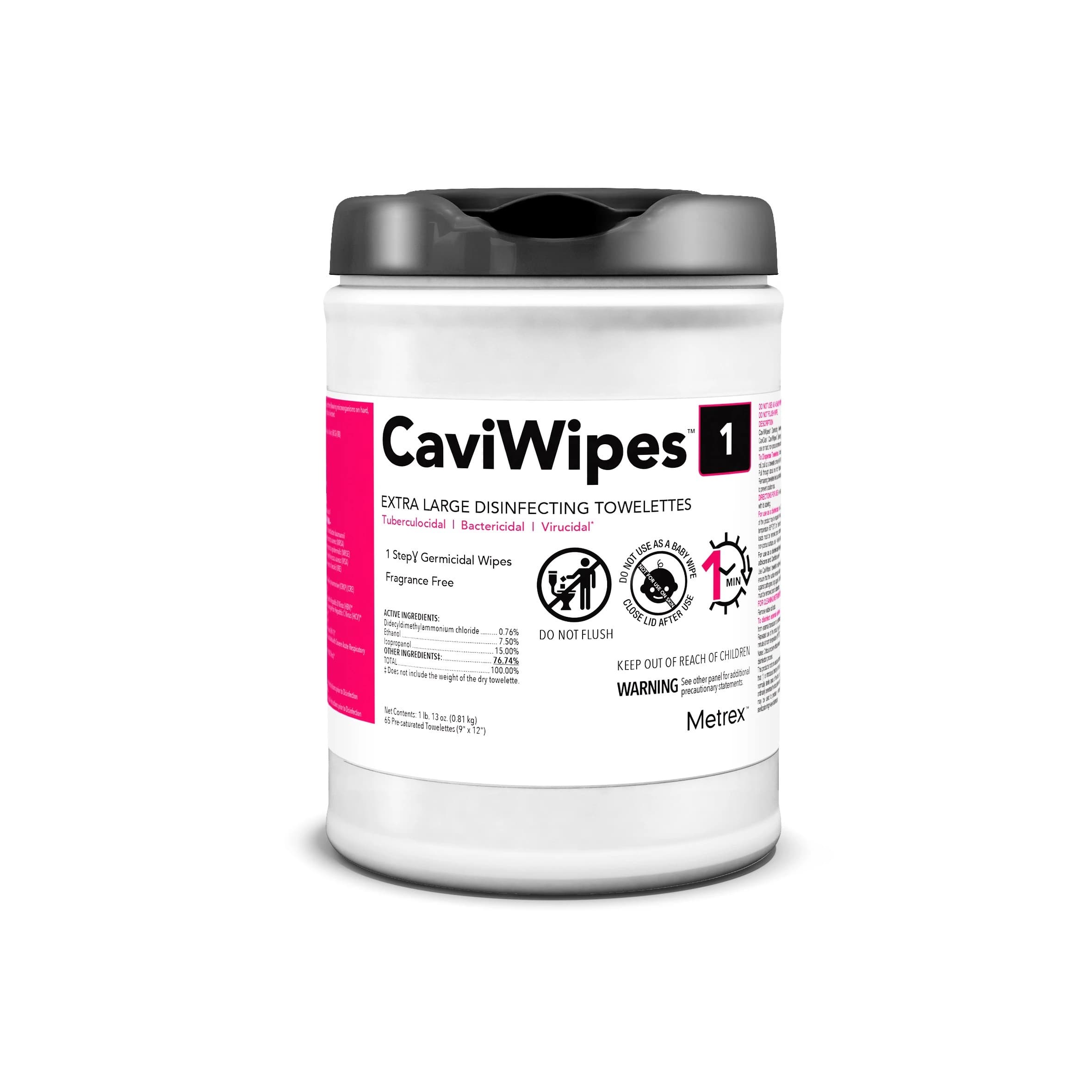 CaviWipes1 Disinfectant Wipes, Extra Large, 9" x 12", 65 Wipes/Canister - CaviWipes1 Disinfectant Wipes Extra Large - Image 1