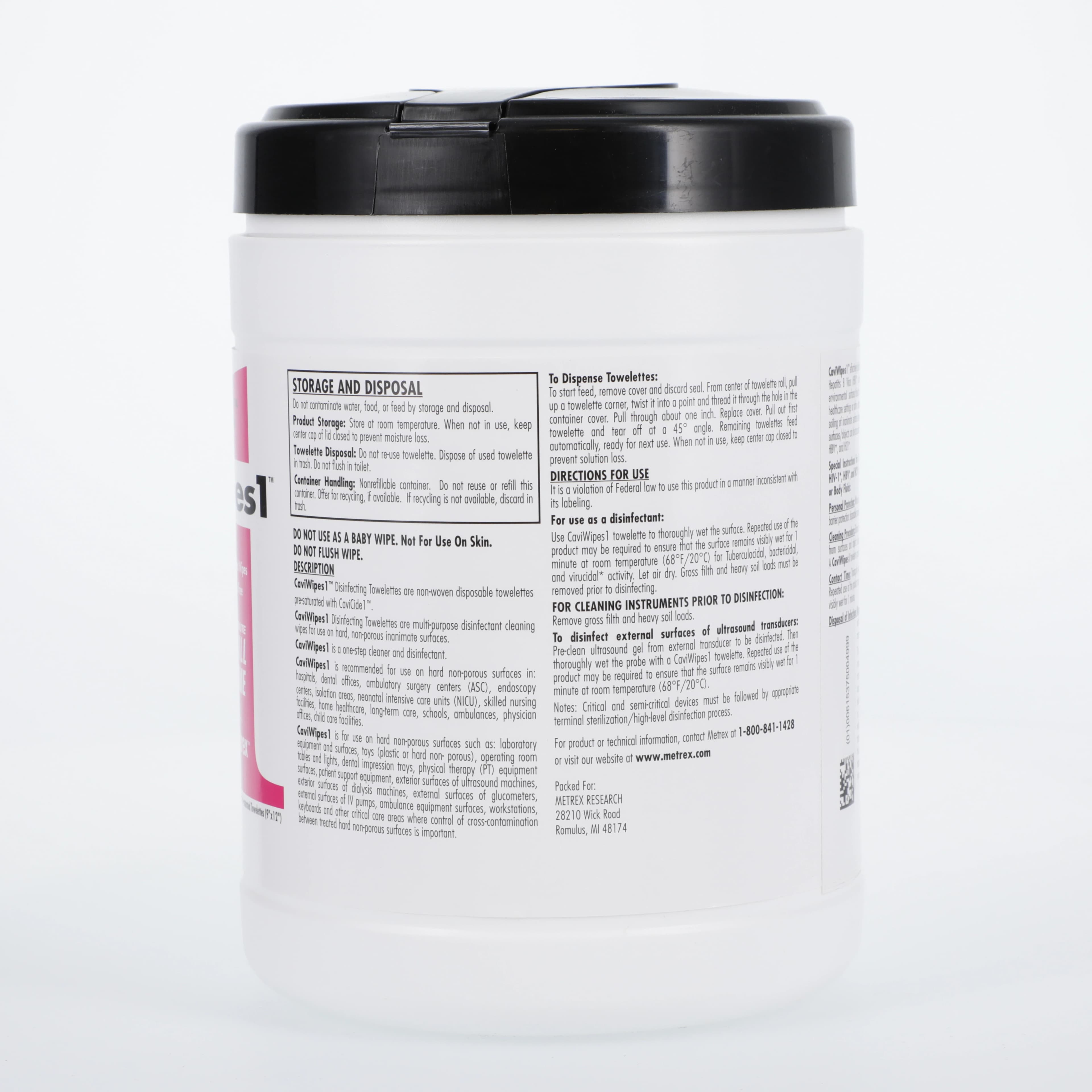 CaviWipes1 Disinfectant Wipes, Extra Large, 9" x 12", 65 Wipes/Canister thumbnail 2