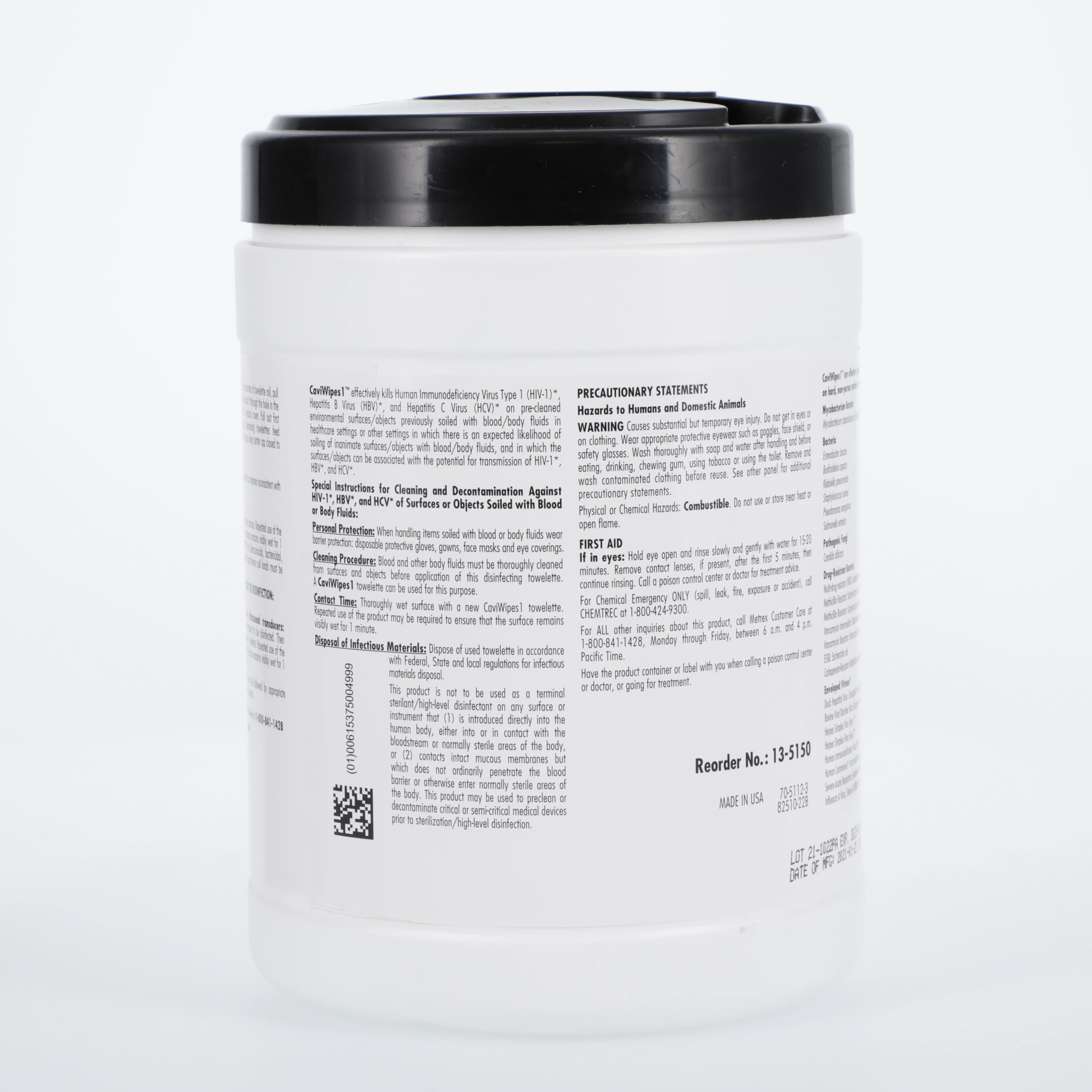 CaviWipes1 Disinfectant Wipes, Extra Large, 9" x 12", 65 Wipes/Canister thumbnail 3