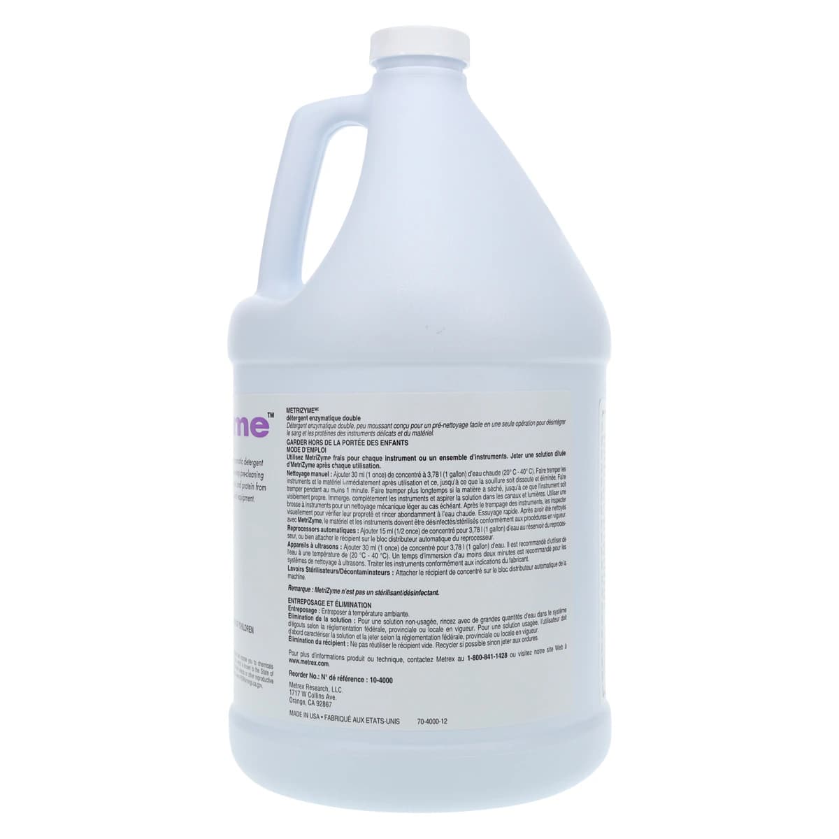 Metrex MetriZyme Dual Enzymatic Detergent, Neutral pH, Mint Scent, 1 Gallon Bottle, 10-4000 thumbnail 2