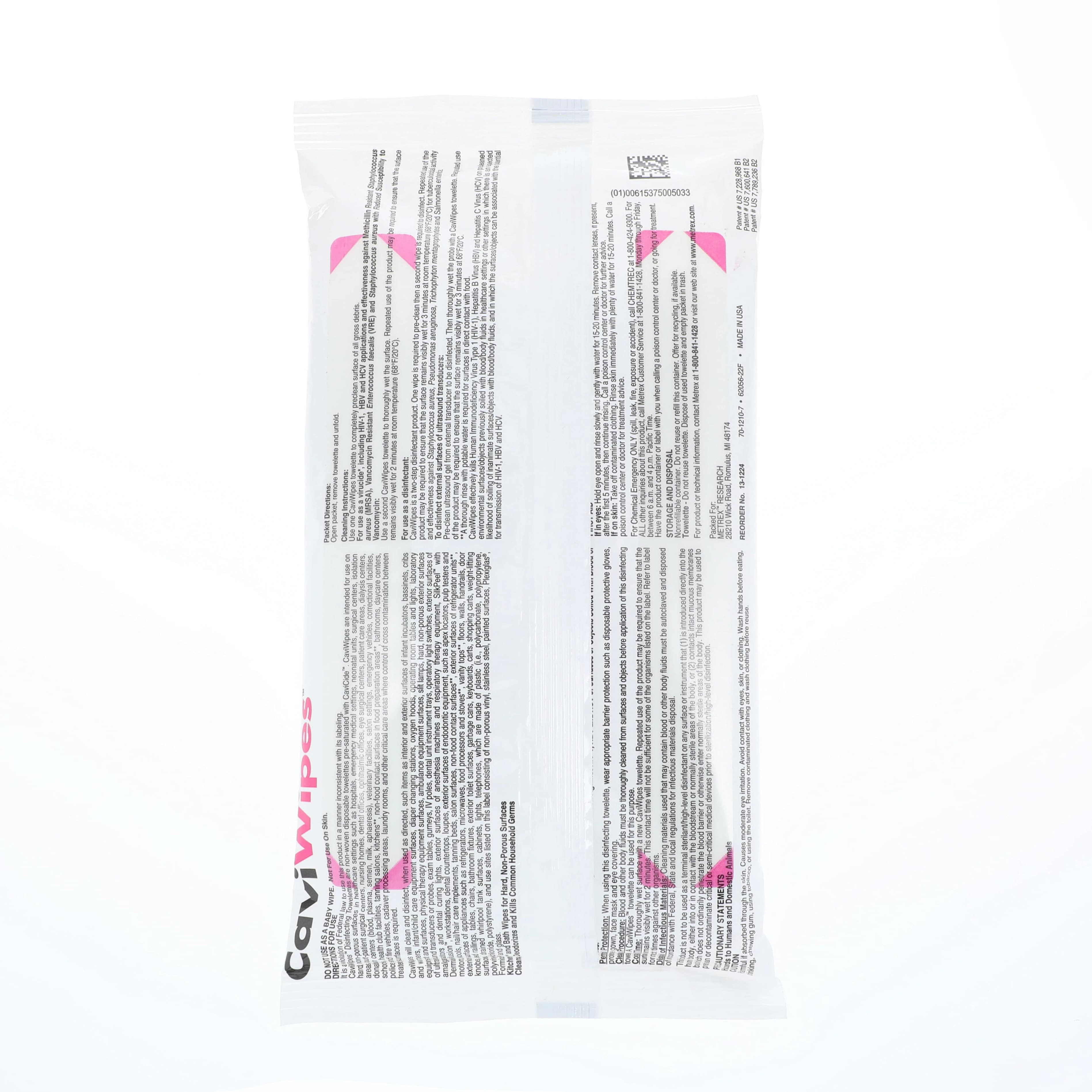 CaviWipes Disinfectant Towelettes Flat Pack, 7" x 9", 45 Wipes/Pk, EPA 46871-8 thumbnail 2