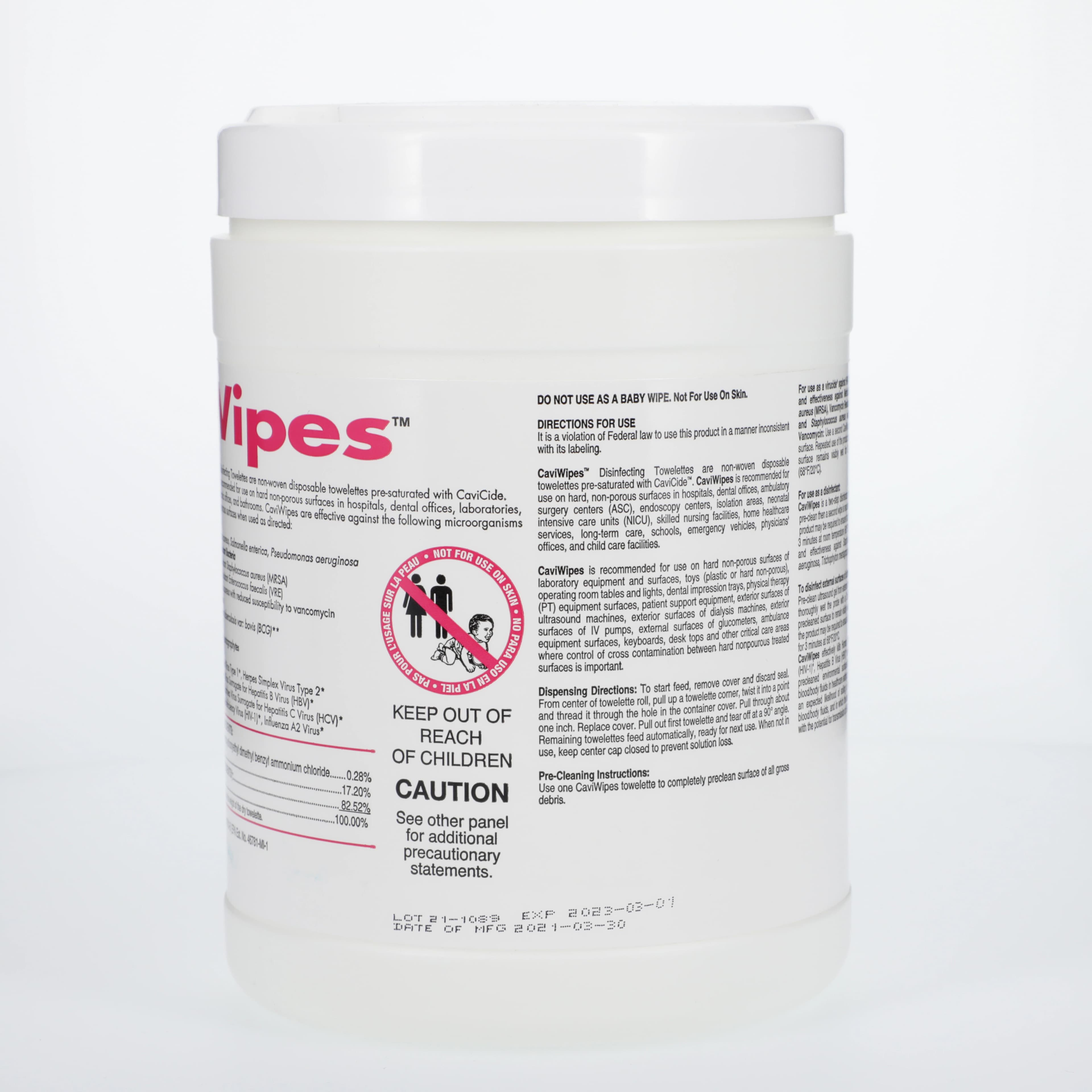 CaviWipes Disinfecting Towelettes, Large 6" x 6.75", 160/Canister, EPA 46781-17 thumbnail 2
