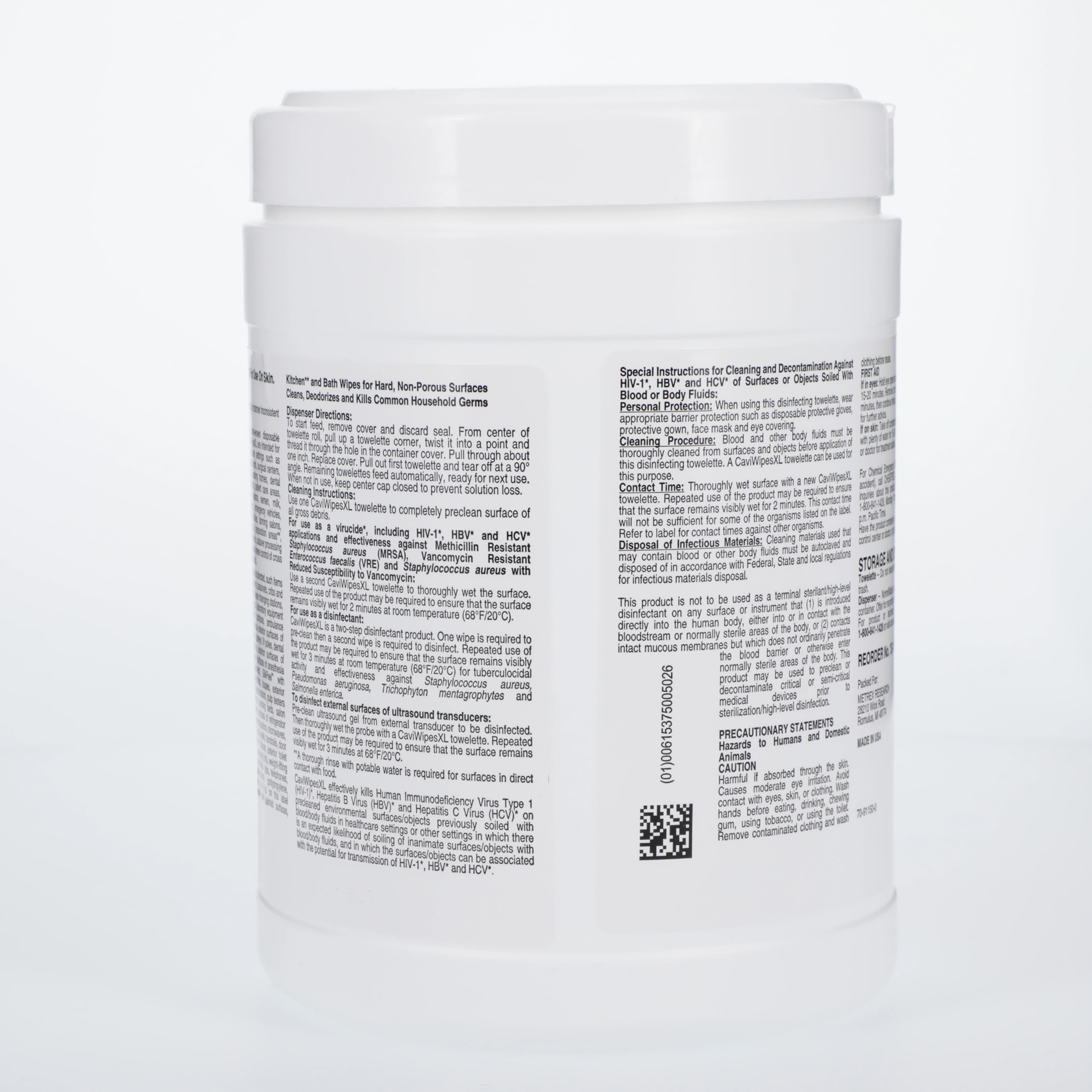 CaviWipes XL Disinfecting Towelettes, 9" x 12", 65/Canister, EPA 46871-8 thumbnail 3