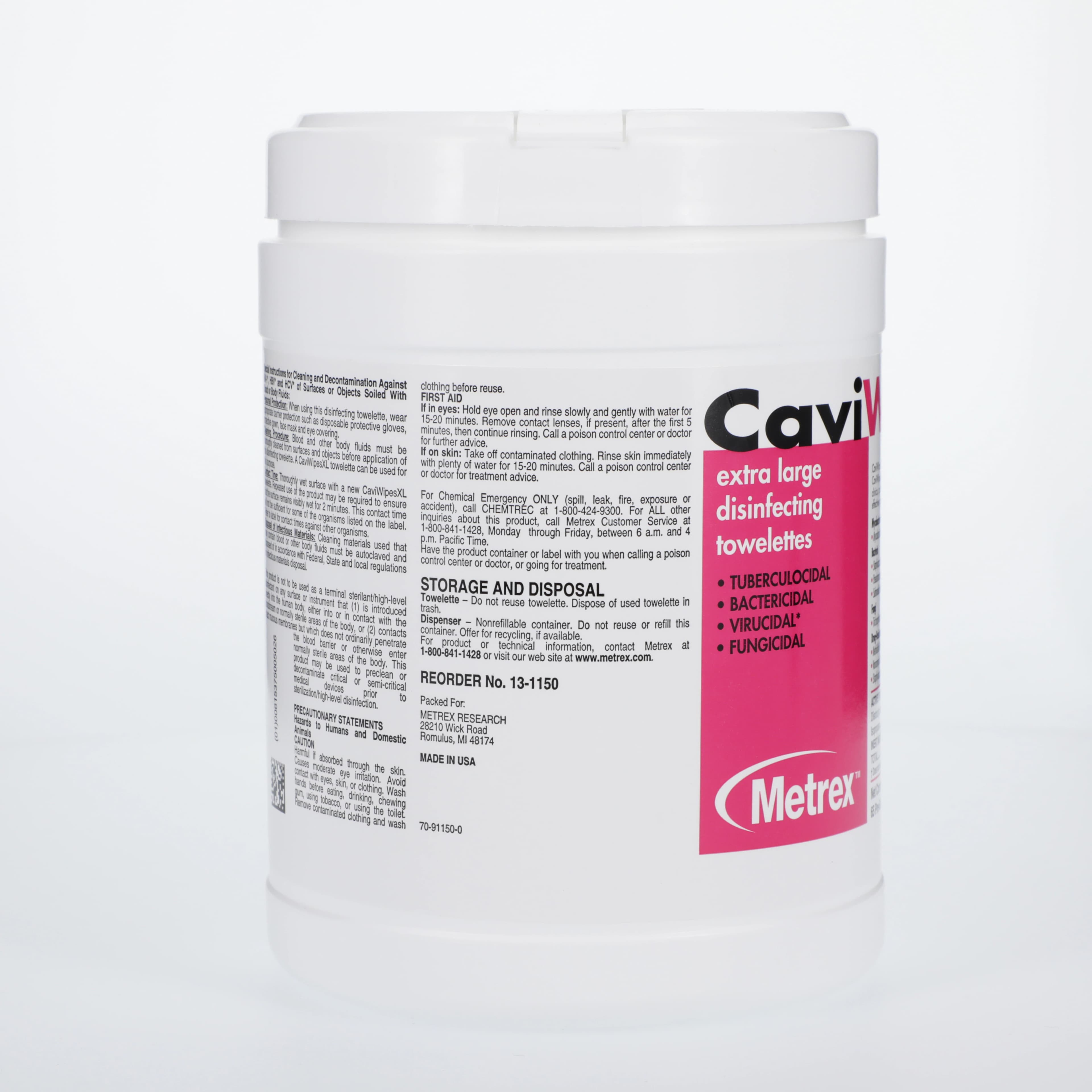 CaviWipes XL Disinfecting Towelettes, 9" x 12", 65/Canister, EPA 46871-8 thumbnail 4