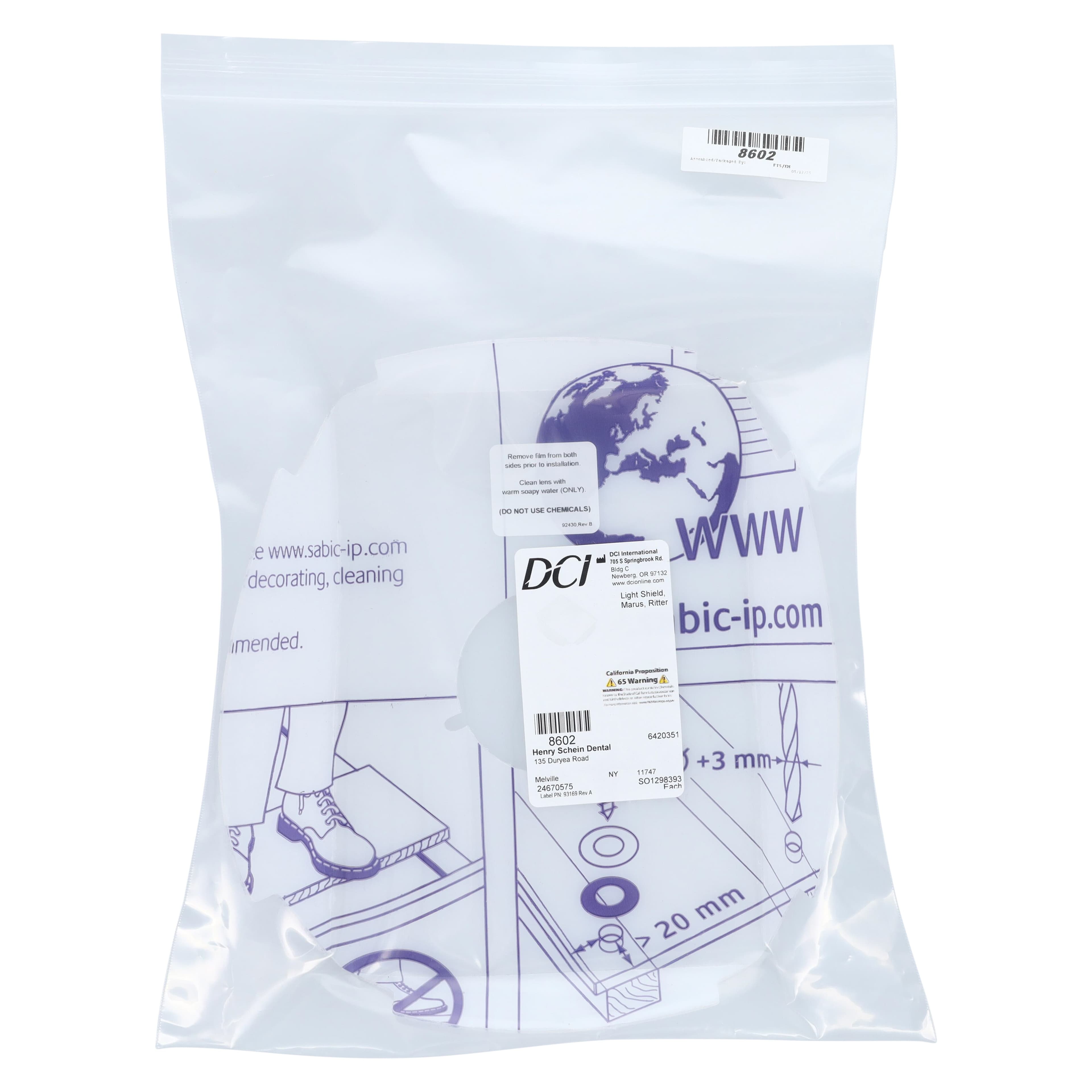 DCI International Lens Splash Shield for Marus/Ritter Straight Dental Light, Model 8602, 1/Pk thumbnail 3