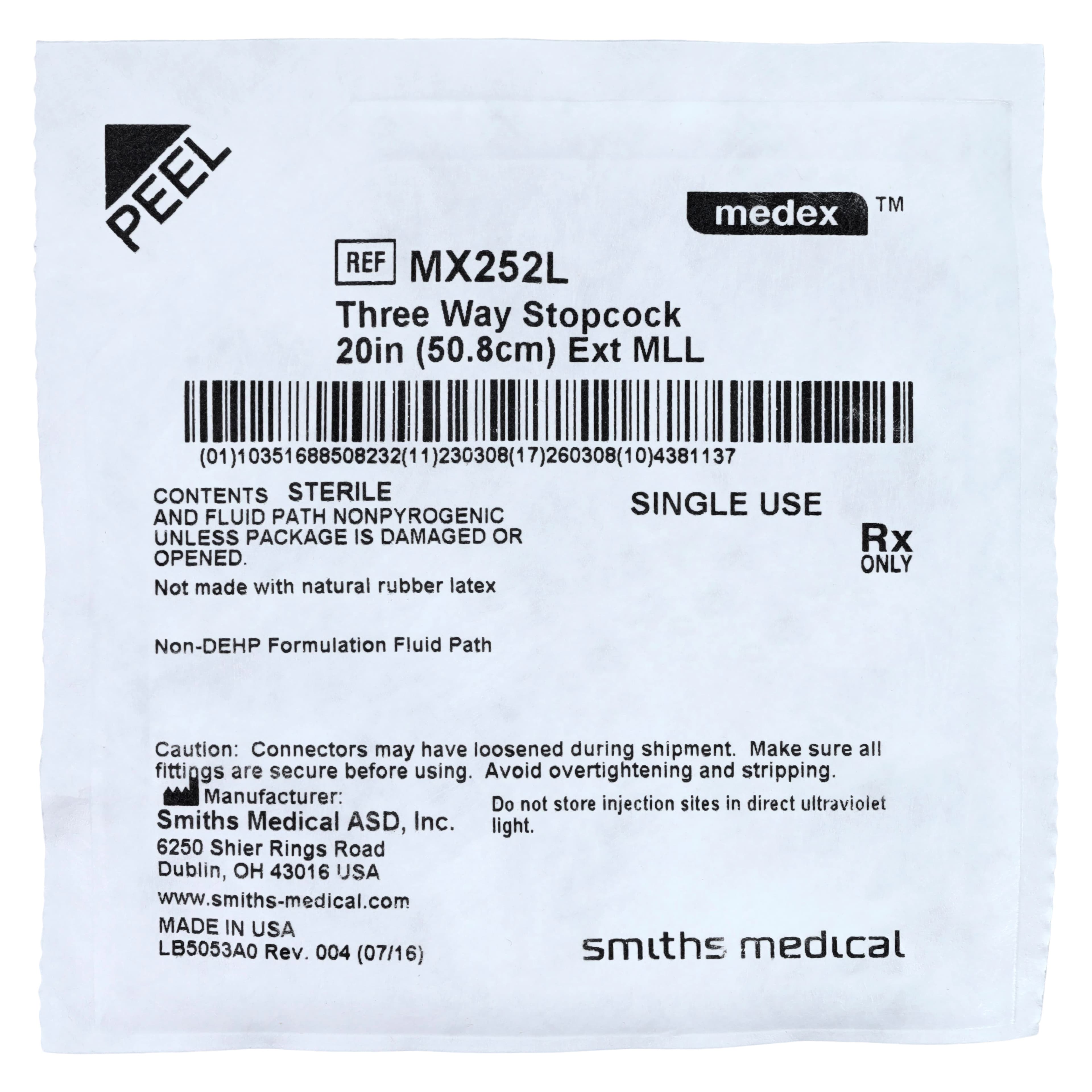 ICU Medical 3-Way Stopcock with Extension I.V., 50/Case - Stopcock 3 Way W/Ext I.V. - Image 1