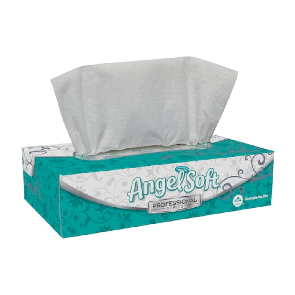Angel Soft Facial Tissue, 2-Ply, White, Flat Box, 100/Bx - Angel Soft Facial Tissue 2Ply - Image 1