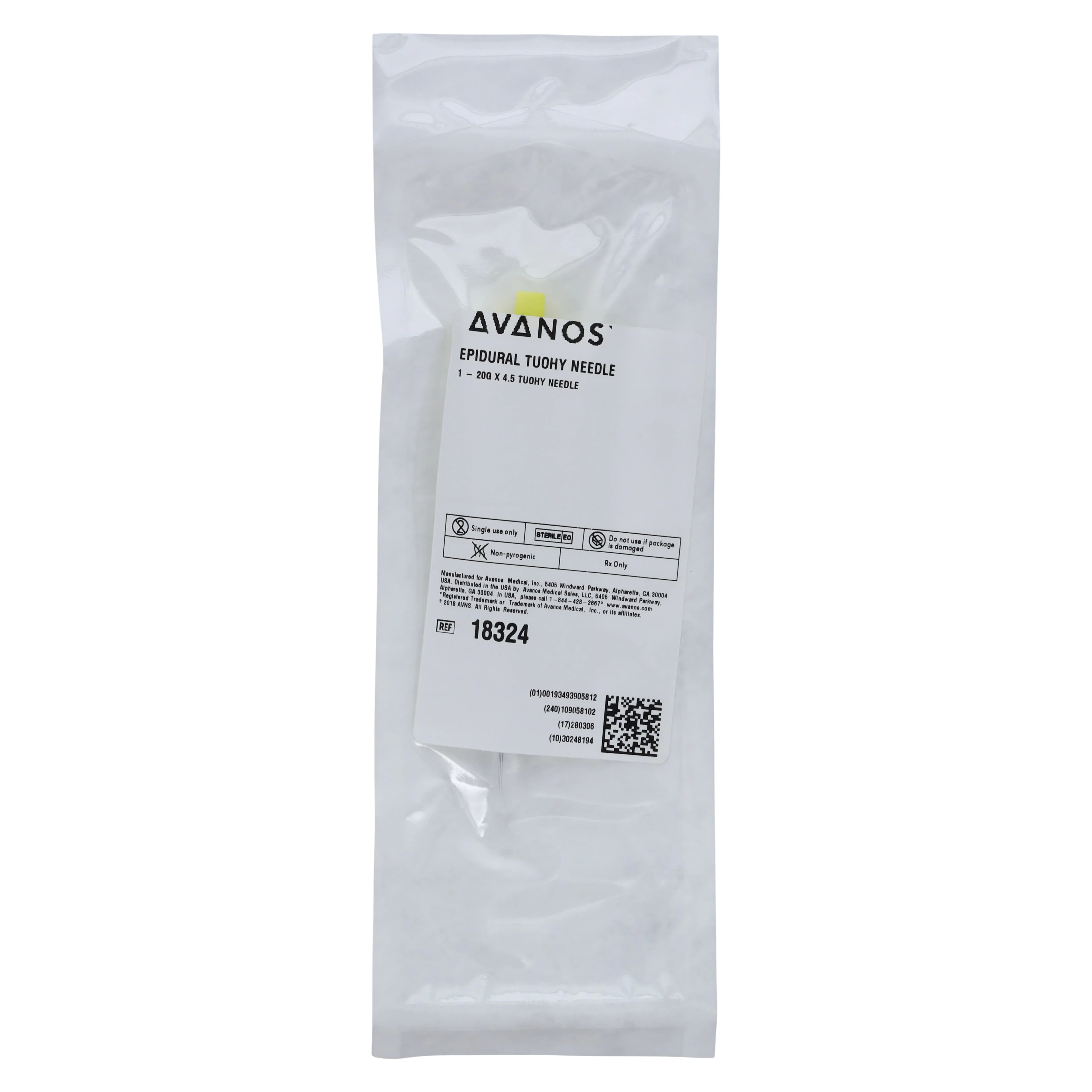 Avanos Medical Tuohy Epidural Needle, 20 Gauge, 4.5 Inch, Sterile - Needle Tuohy Epidural - Image 1