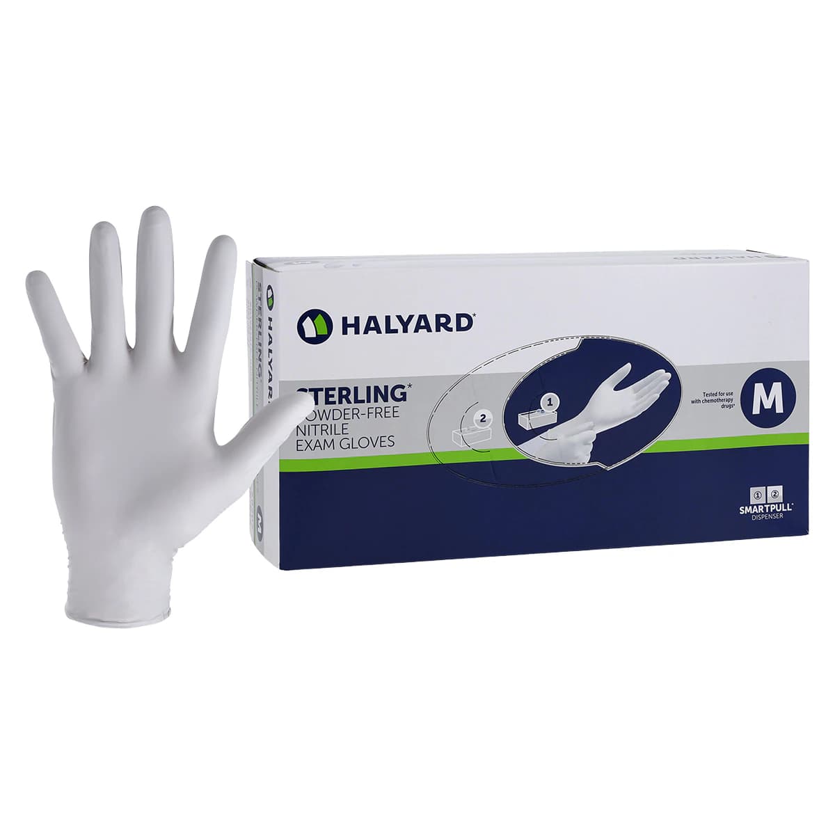 STERLING Nitrile Exam Gloves, Powder Free, Non-Sterile, Medium, White, 200/Box - STERLING* Nitrile Exam Gloves Medium White Box of 200 - Image 1