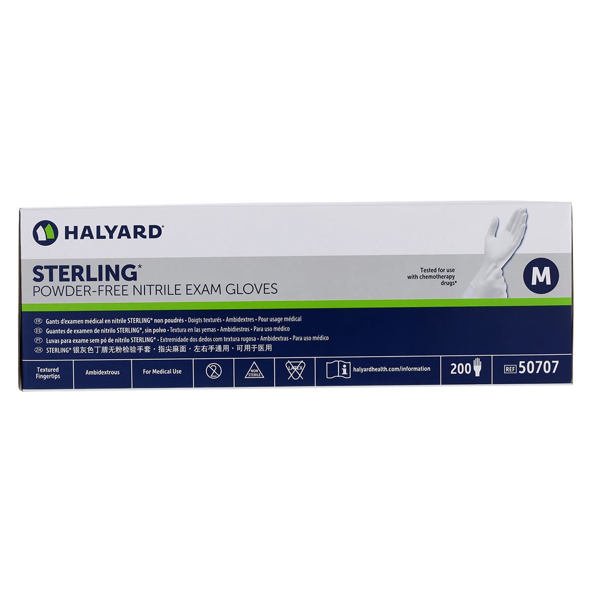 STERLING Nitrile Exam Gloves, Powder Free, Non-Sterile, Medium, White, 200/Box thumbnail 8