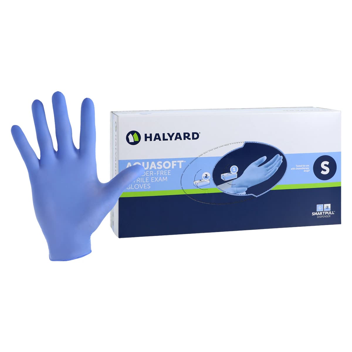 AQUASOFT Nitrile Exam Gloves, Powder Free, Non-Sterile, Small, Blue, 300/Box - AQUASOFT* Nitrile Exam Gloves Small Blue Box of 300 - Image 1