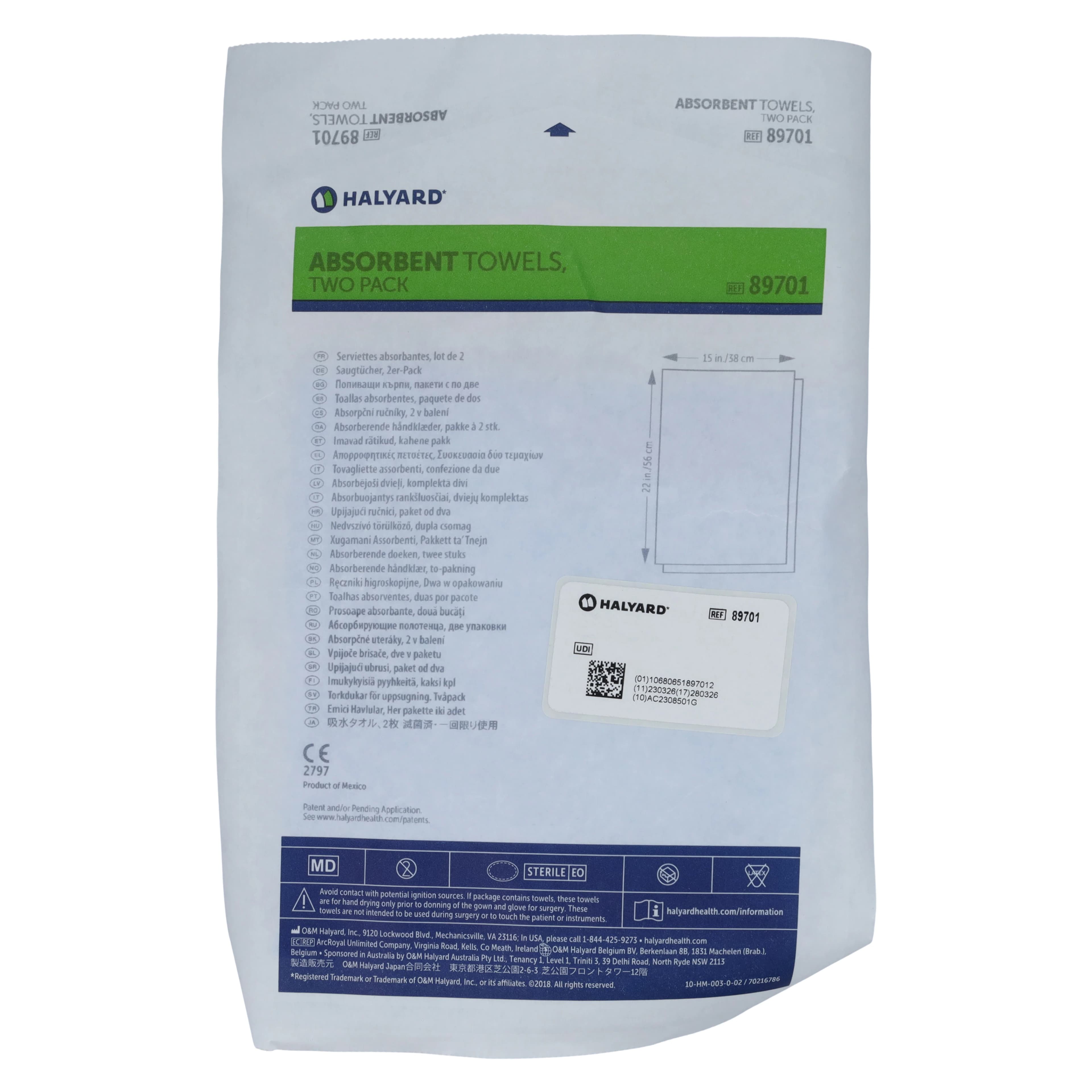 O&M Halyard Absorbent Towel, Sterile, White, Case of 200 - Absorbent Towel Case of 200 - Image 1