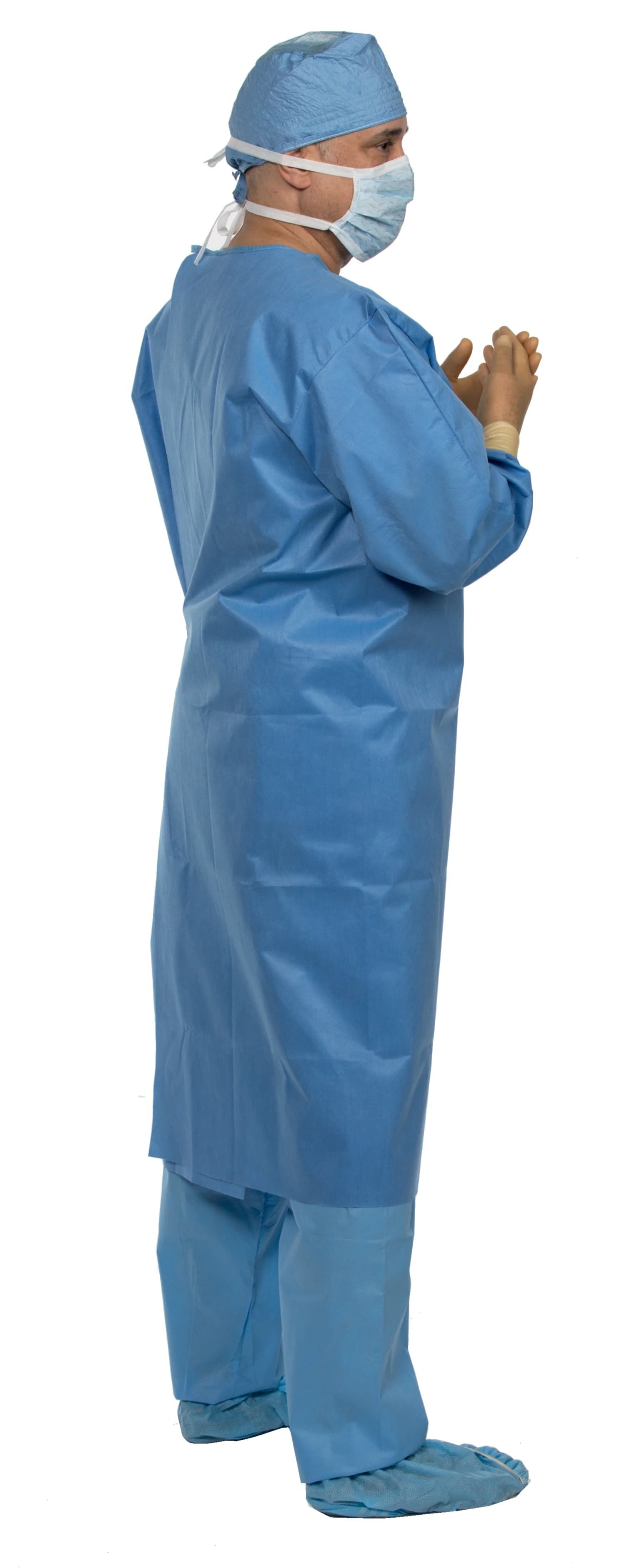 O & M Halyard Spectrum Non Reinforced Surgical Gown, AAMI Level 3, SMS, X-Large, Blue, Sterile, Full Back, Hook & Loop Neck, With Towel, 28/Case thumbnail 2
