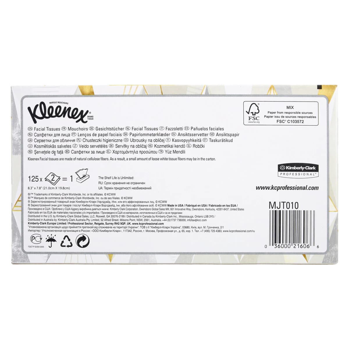 Kleenex Facial Tissues, 2-Ply, White, Flat Box of 125, 21606 thumbnail 3