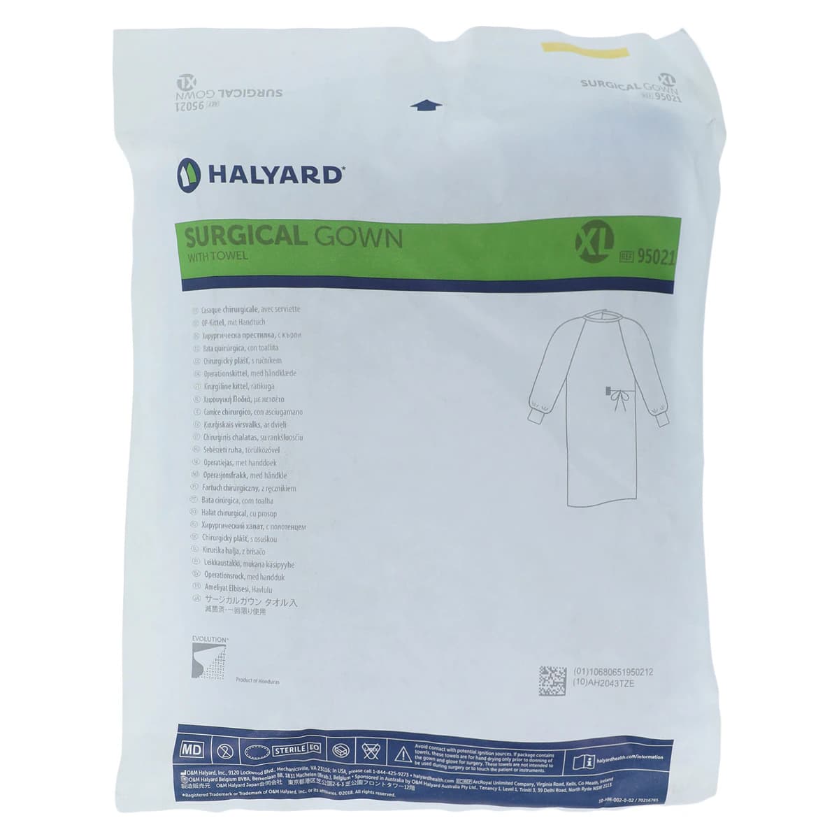 Halyard MicroCool Disposable Non-Reinforced Surgical Gown, AAMI Level 4, SFSMS, X-Large, Blue/Red Neckband, Sterile, Full Back, Hook & Loop Neck, Knit Cuff, Raglan Sleeves, with Towel, Each thumbnail 6