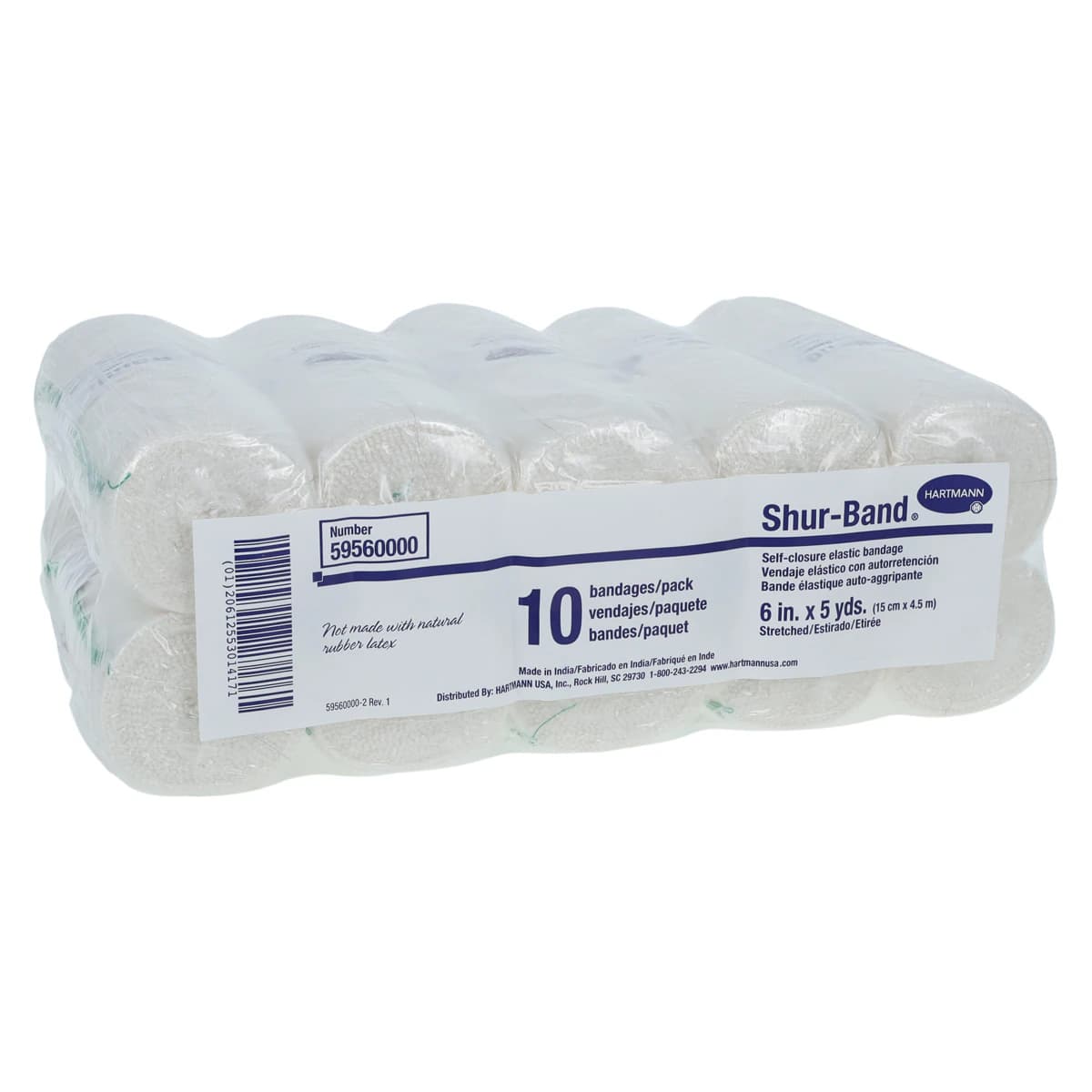 Hartmann Shur-Band Elastic Stretch Bandage, 6" x 5 yd, Non-Sterile, 10/Box - Bandage Elast Shur-Band LF NS - Image 1