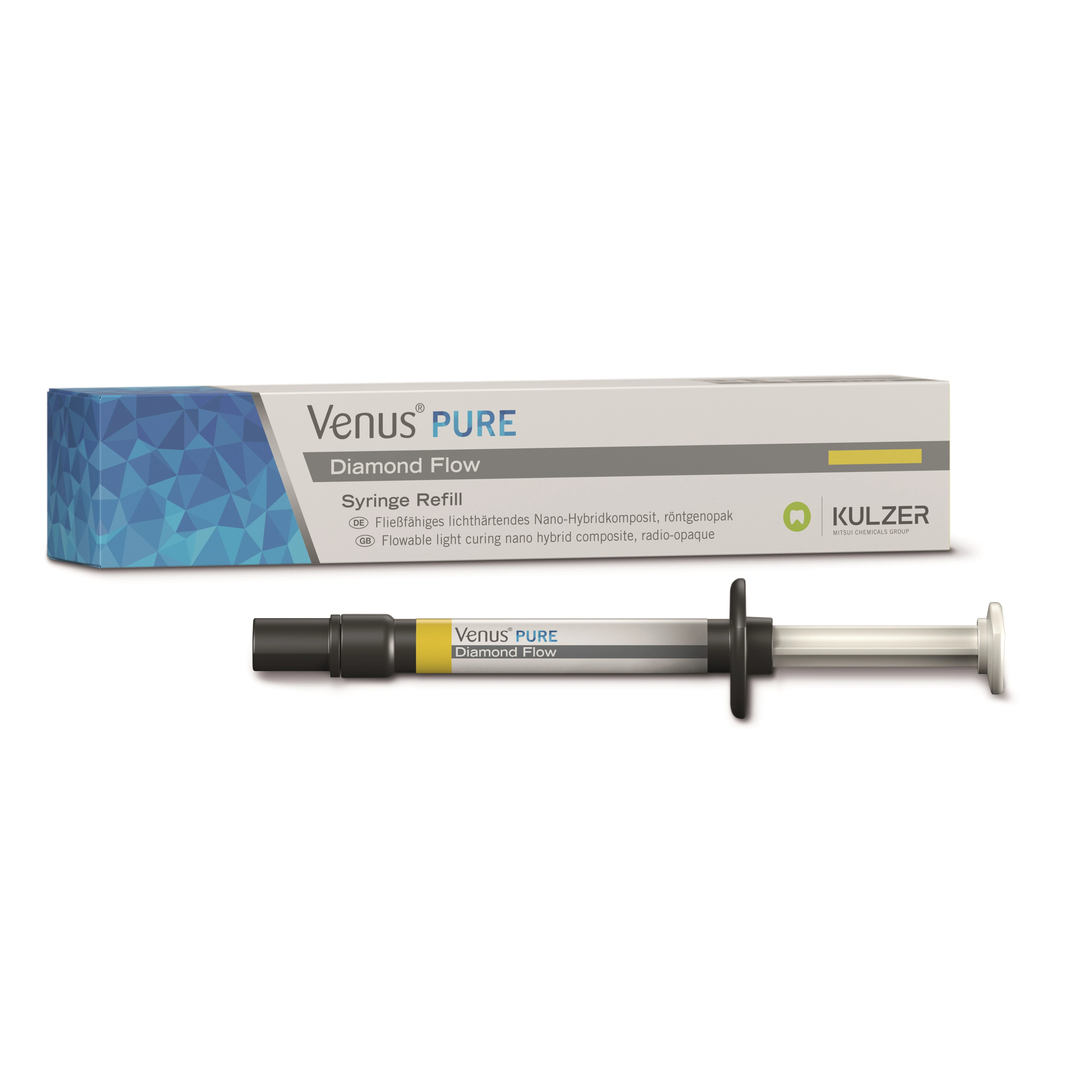 Venus Diamond Flow PURE Flowable Composite Syringe, Dark Shade, 1.8 g, Refill, 66100270 - Venus Diamond Flow Dark Syringe 1.8g - Image 1