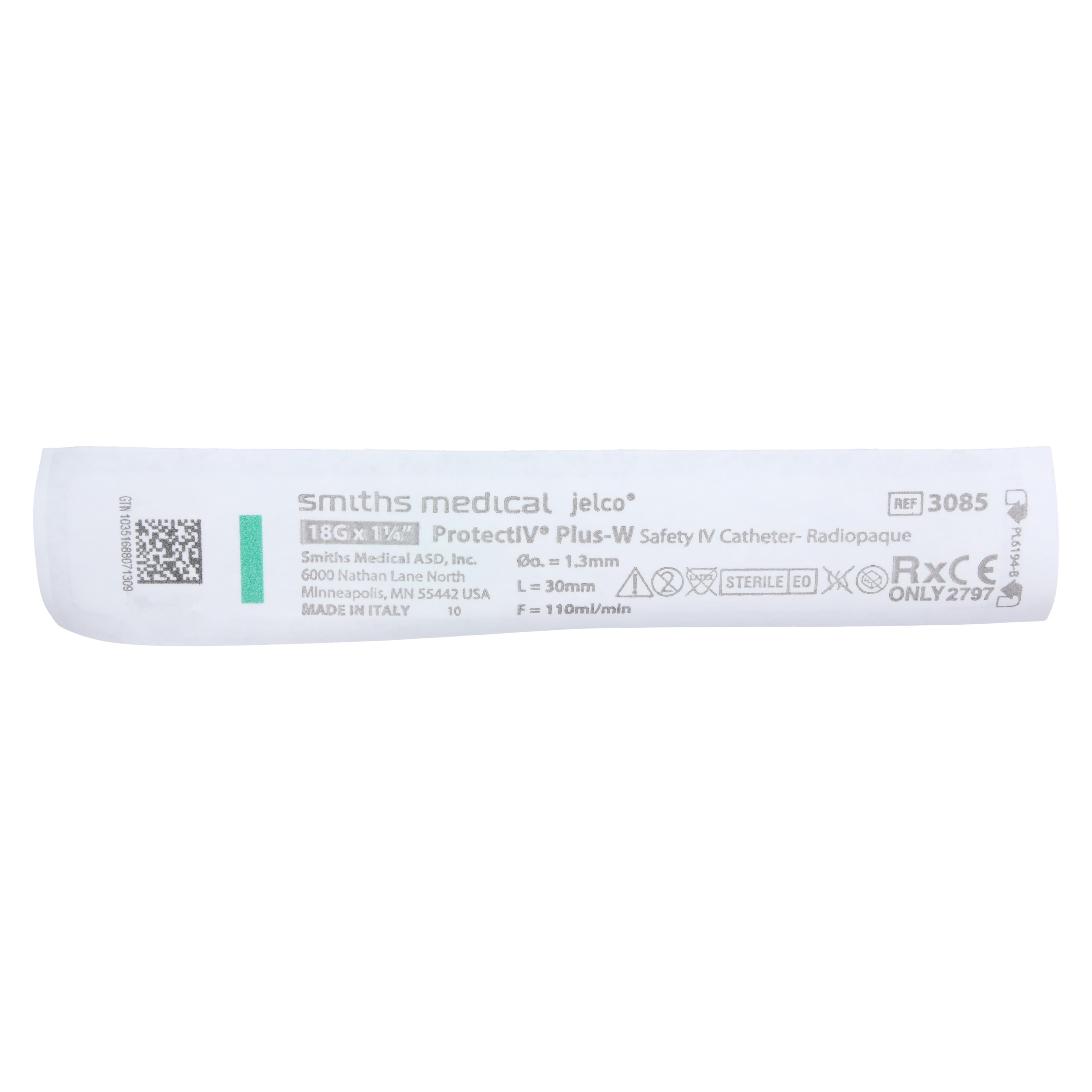 Jelco Protectiv Plus IV Catheter with Wings, 18 Gauge, 1-1/4", Safety Straight, Green, Sterile, 50/Box thumbnail 2