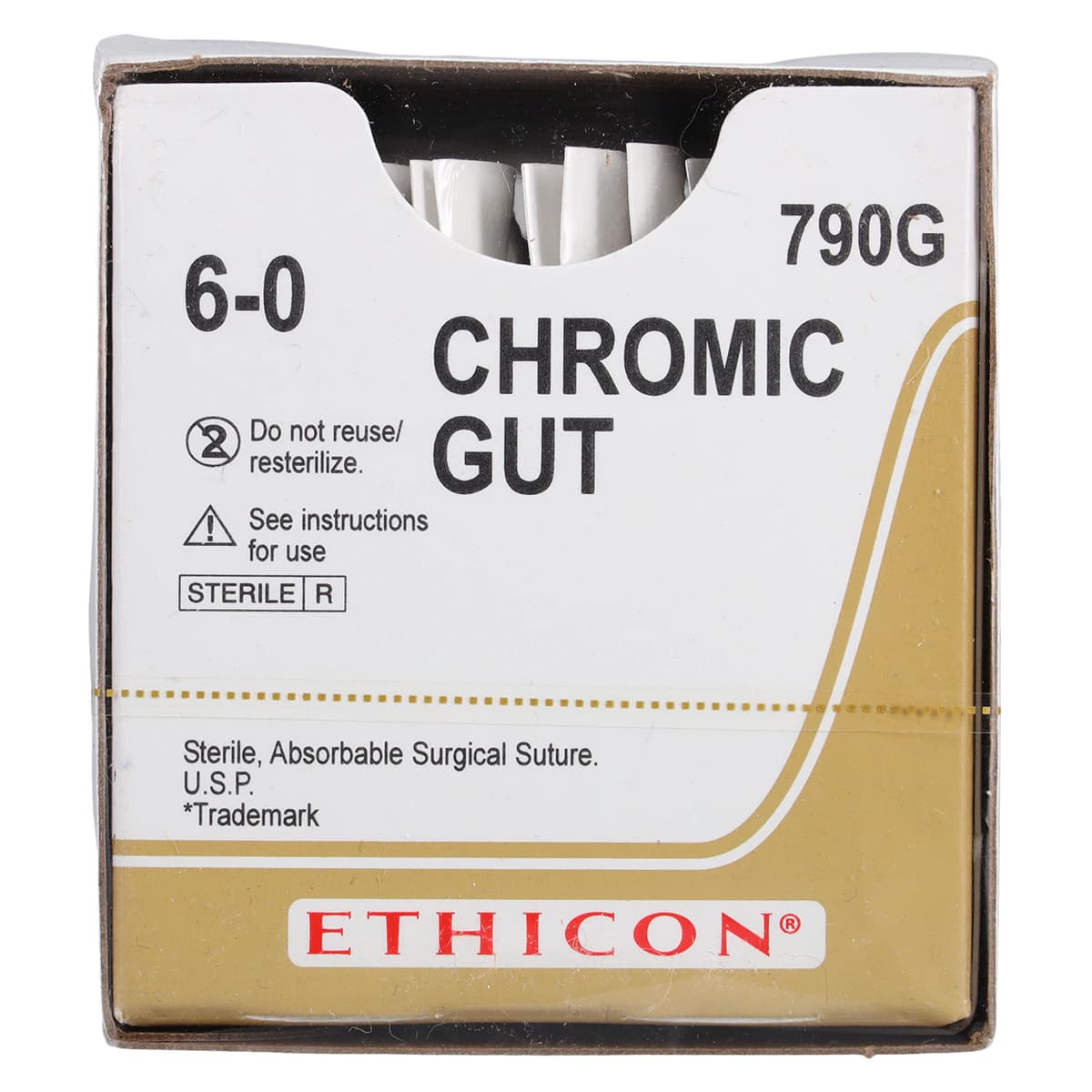 Ethicon Chromic Gut Surgical Suture, 6-0, 18", G-1 Reverse Cutting Needle, 3/8 Circle, 12/Bx, 790G thumbnail 3