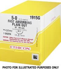 Ethicon Plain Gut Surgical Suture, 3-0, 3x18", CT-1 Taper Point 1/2 Circle Needle 36mm, Absorbable, Yellowish Tan, 24/Box, 5503T - Suture Plain Gut CP - Image 1