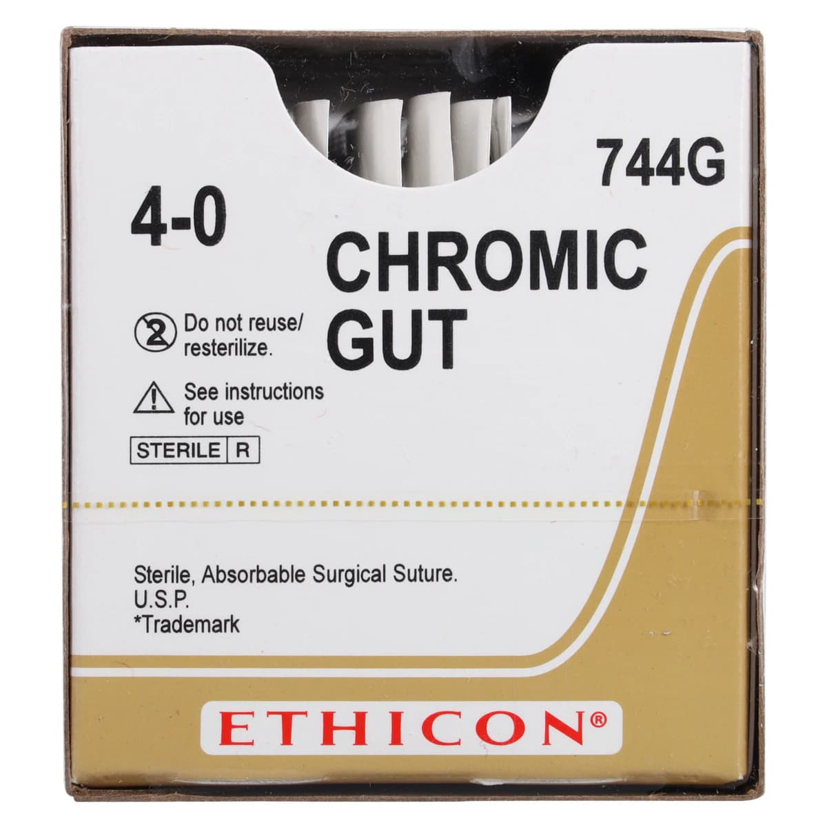 Ethicon Chromic Gut Surgical Suture, 4-0, 12" Reverse Cutting M-1 Needle, 1/2 Circle, 12/Bx, 744G thumbnail 4