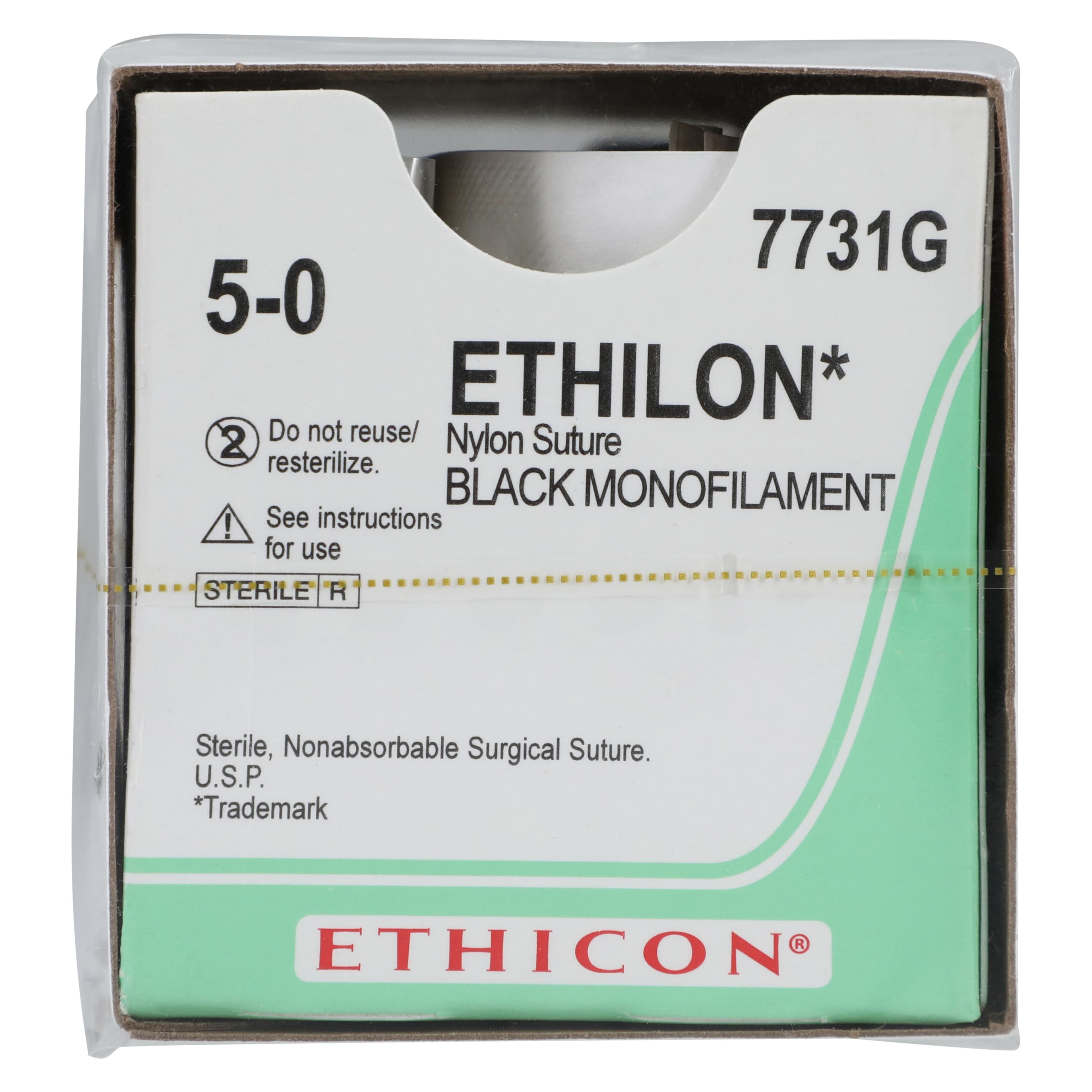 Ethilon Nylon Monofilament Non-Absorbable Suture, 5-0, 18", Black, S-24 Cutting Edge Spatula Reverse 1/4 Circle Needle, 12/Box thumbnail 3