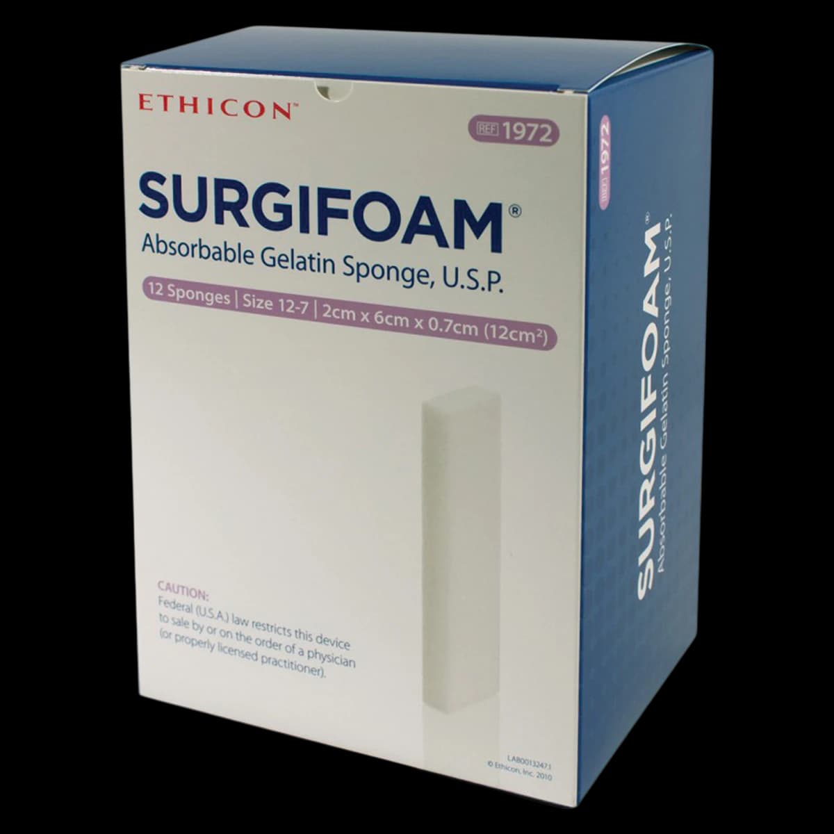 Surgifoam Absorbable Gelatin Sponge, Sterile, Porcine, 2 cm x 6 cm x 7 mm, 12/Box, 1972 - Surgifoam Gelatin Sponge, 2 cm x 6 cm x 0.7 cm, 12/Pk, 1972 - Image 1