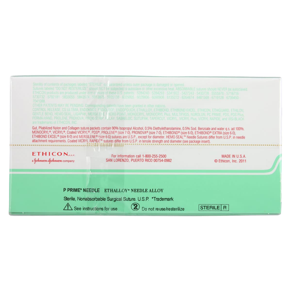 Ethicon Ethilon 6-0 Nylon Monofilament Suture, Black, 18", P-1 Reverse Cutting Needle, 3/8 Circle, 12/Bx, 697G thumbnail 3