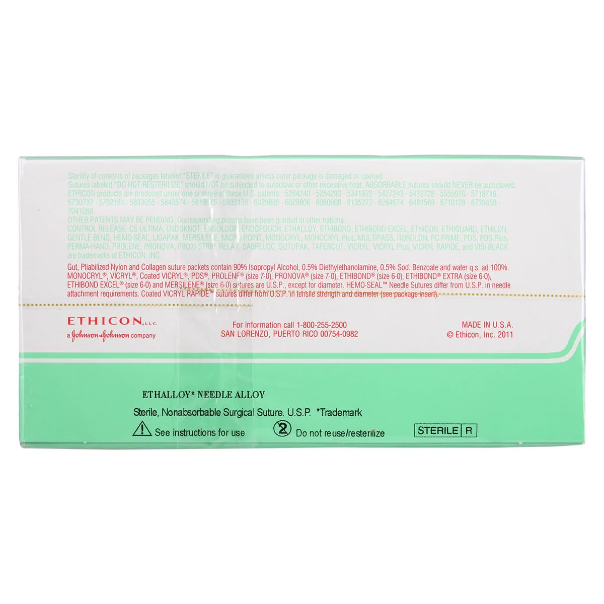 Ethicon Ethilon Nylon Suture, 6-0, 18", Black Monofilament, C-2 Reverse Cutting Needle, 3/8 Circle, 12/Box, 667G thumbnail 3